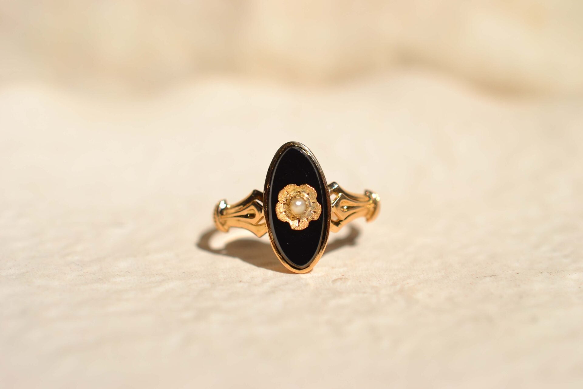 Bague Onyx et Perle