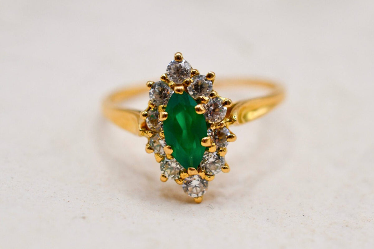Bague Marquise Calcédoine Or jaune