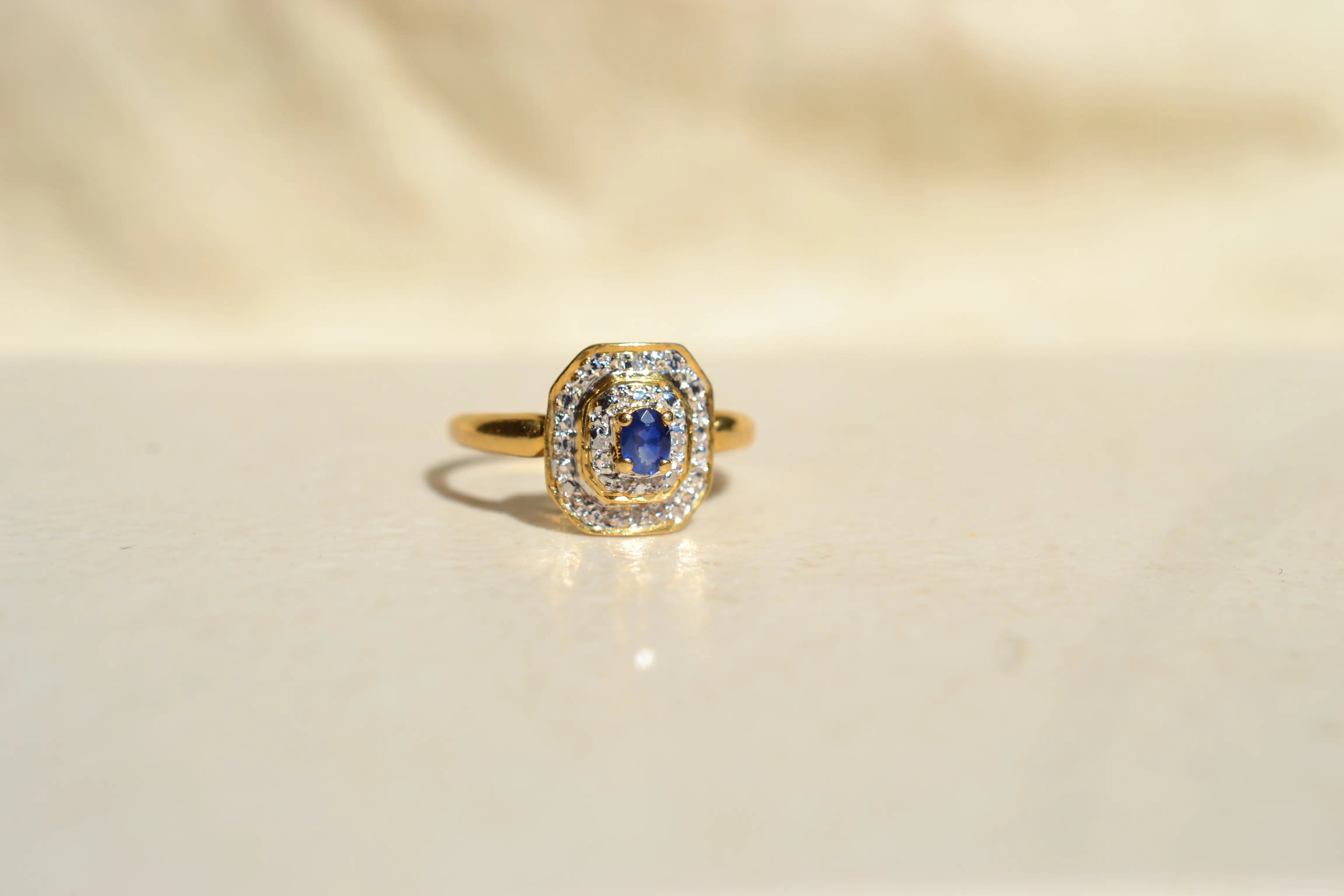 Bague octogonale Saphir et Diamants 2 Ors