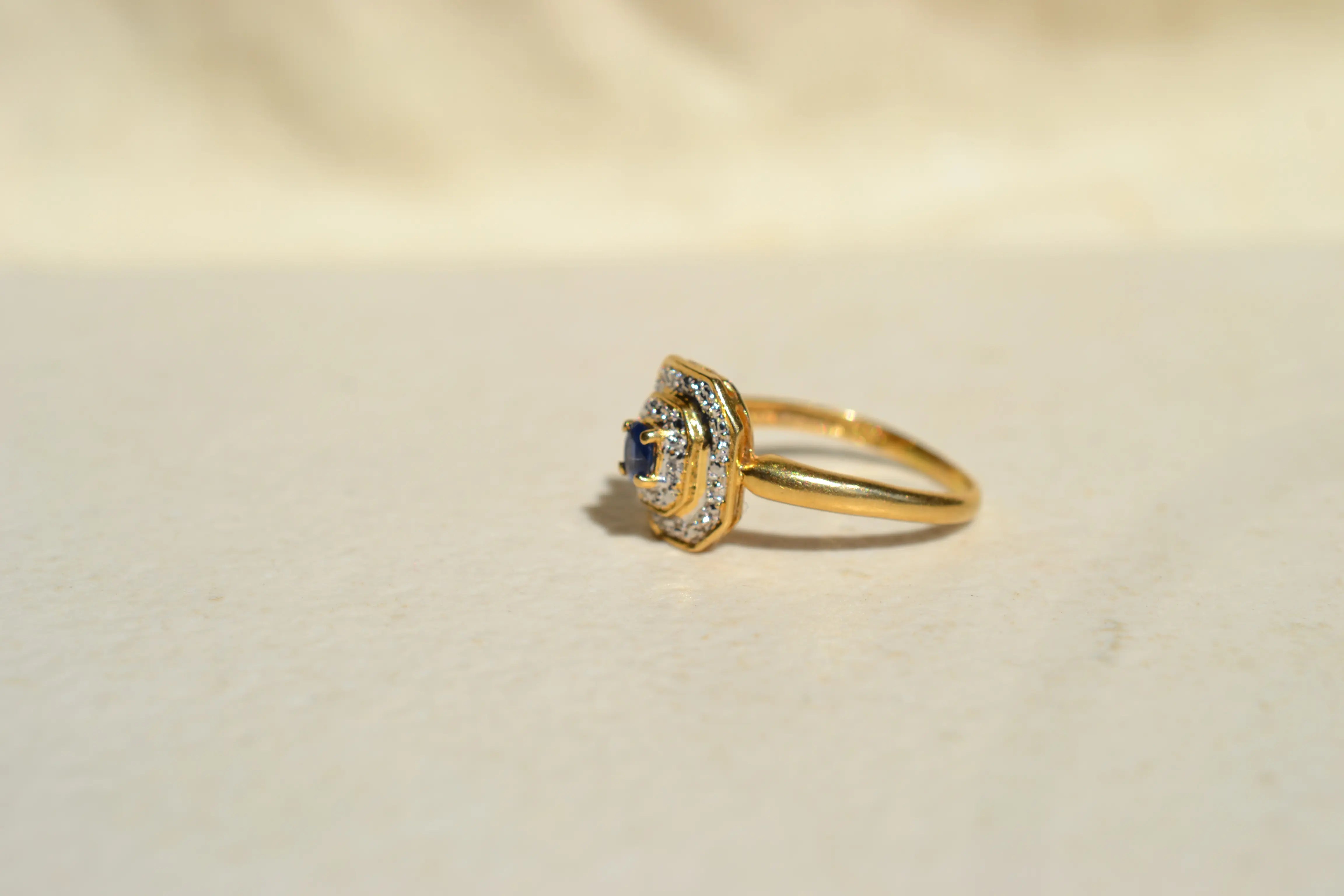 Bague octogonale Saphir et Diamants 2 Ors