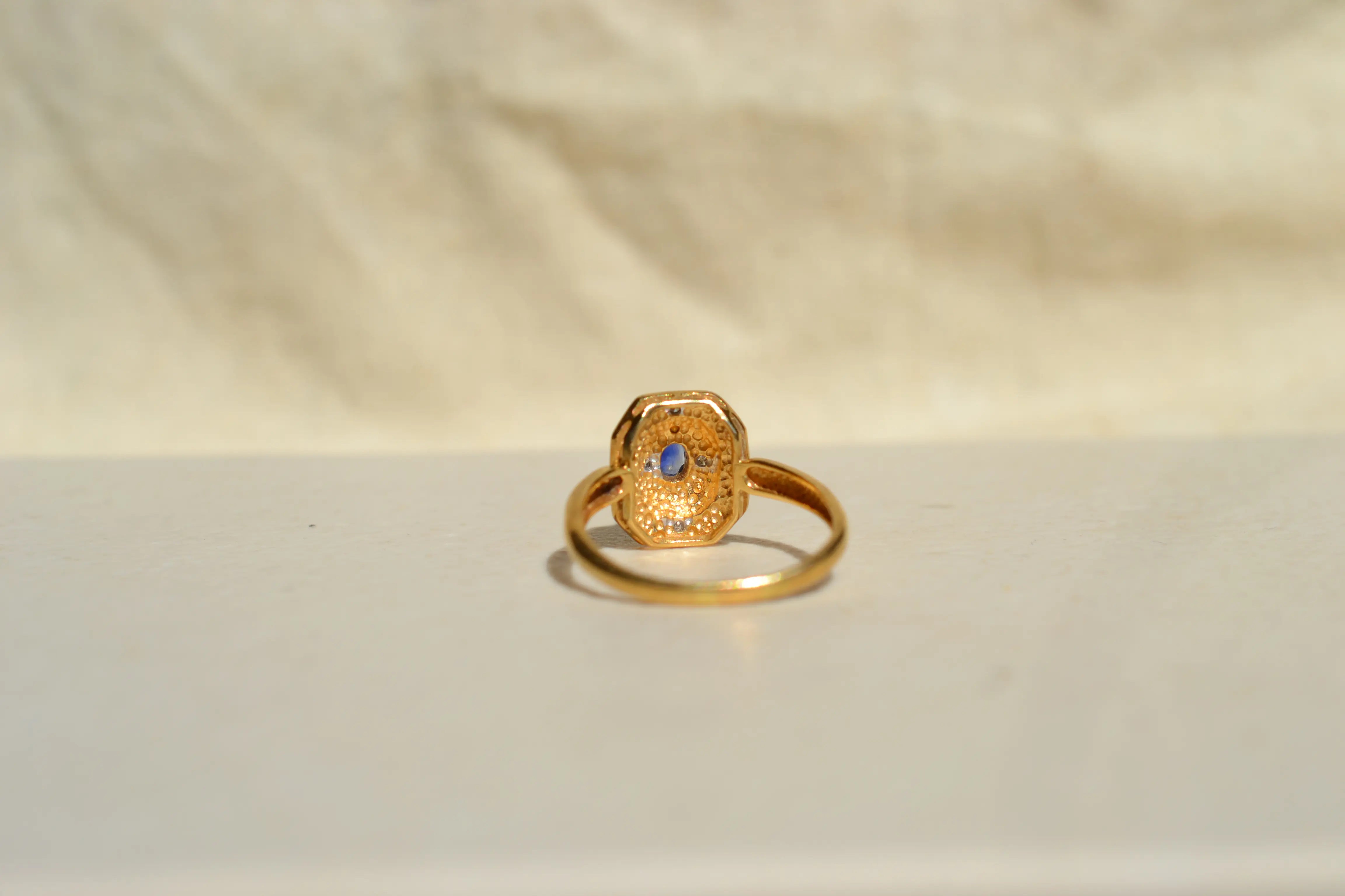 Bague octogonale Saphir et Diamants 2 Ors