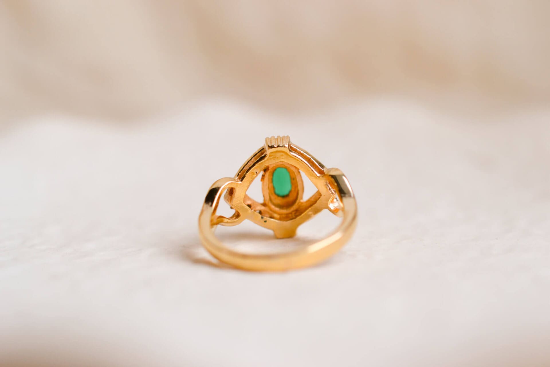 Bague œil égyptien Chrysoprase