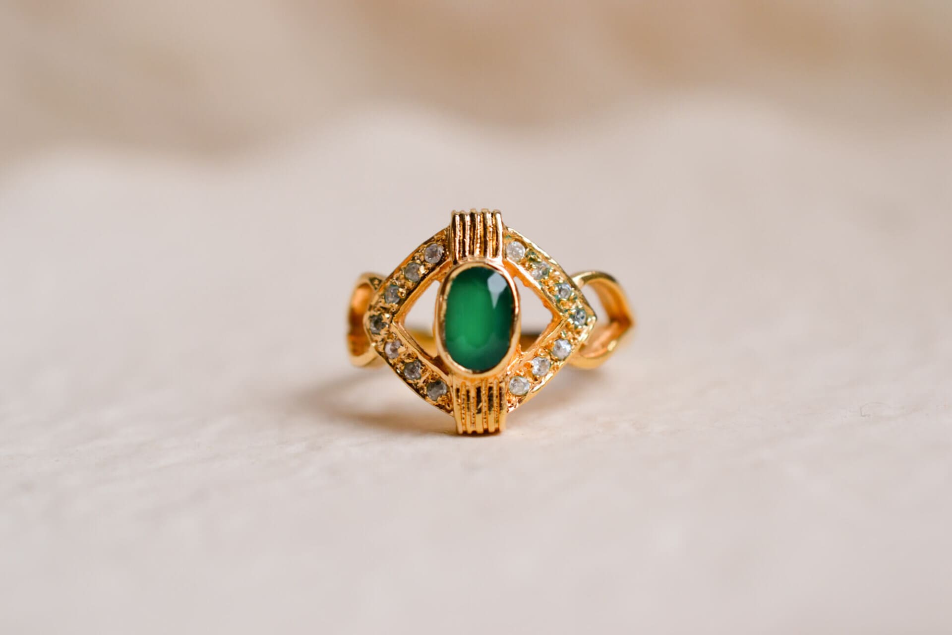 Bague œil égyptien Chrysoprase