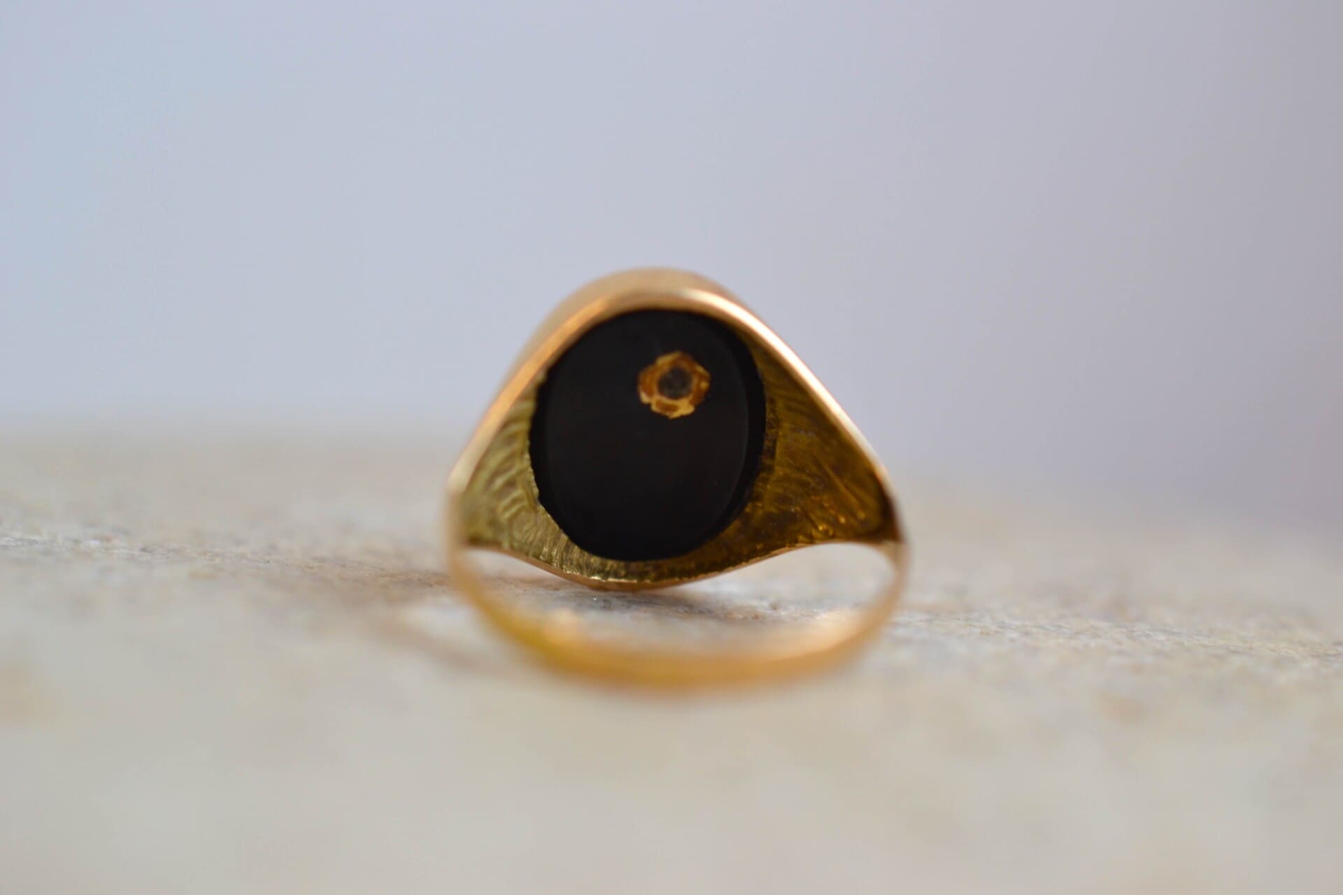 Bague plaque Onyx et Diamant