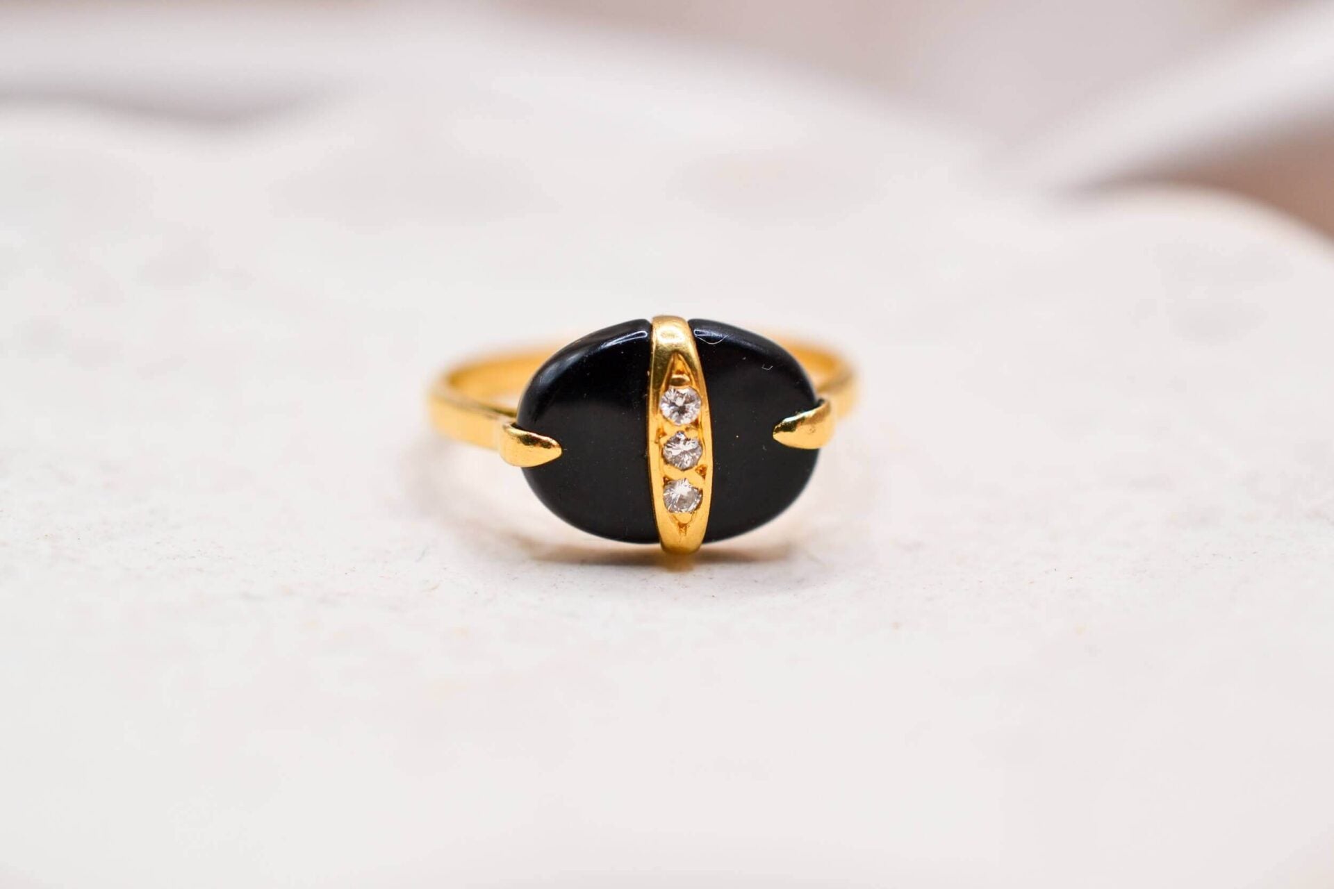 Bague Art Déco Onyx Diamants