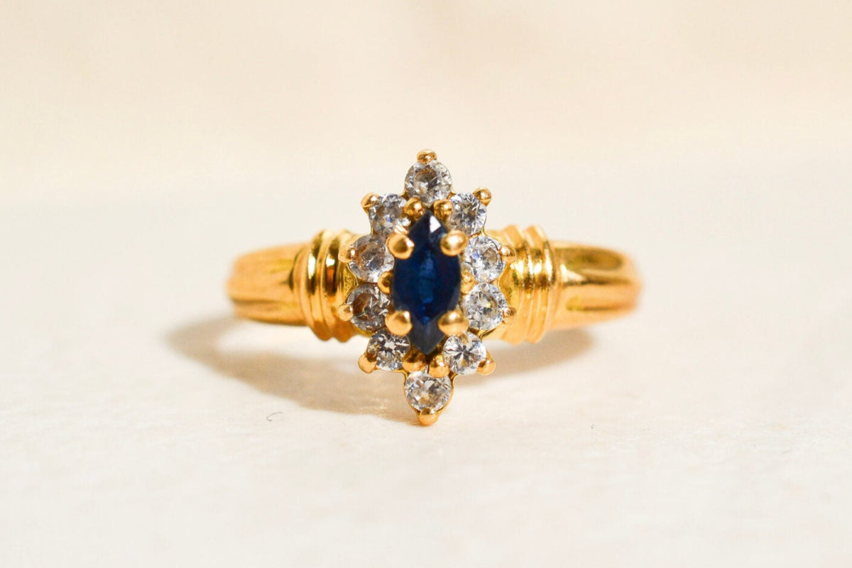 Bague Marguerite Saphir Oxydes