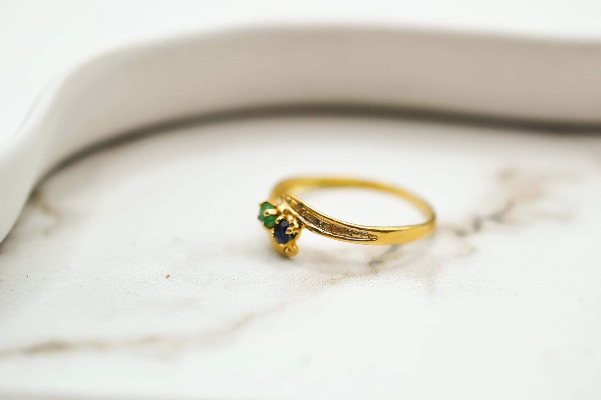 Bague Toi et Moi Saphir Emeraude