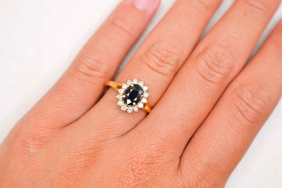 Bague pompadour Saphir Diamants