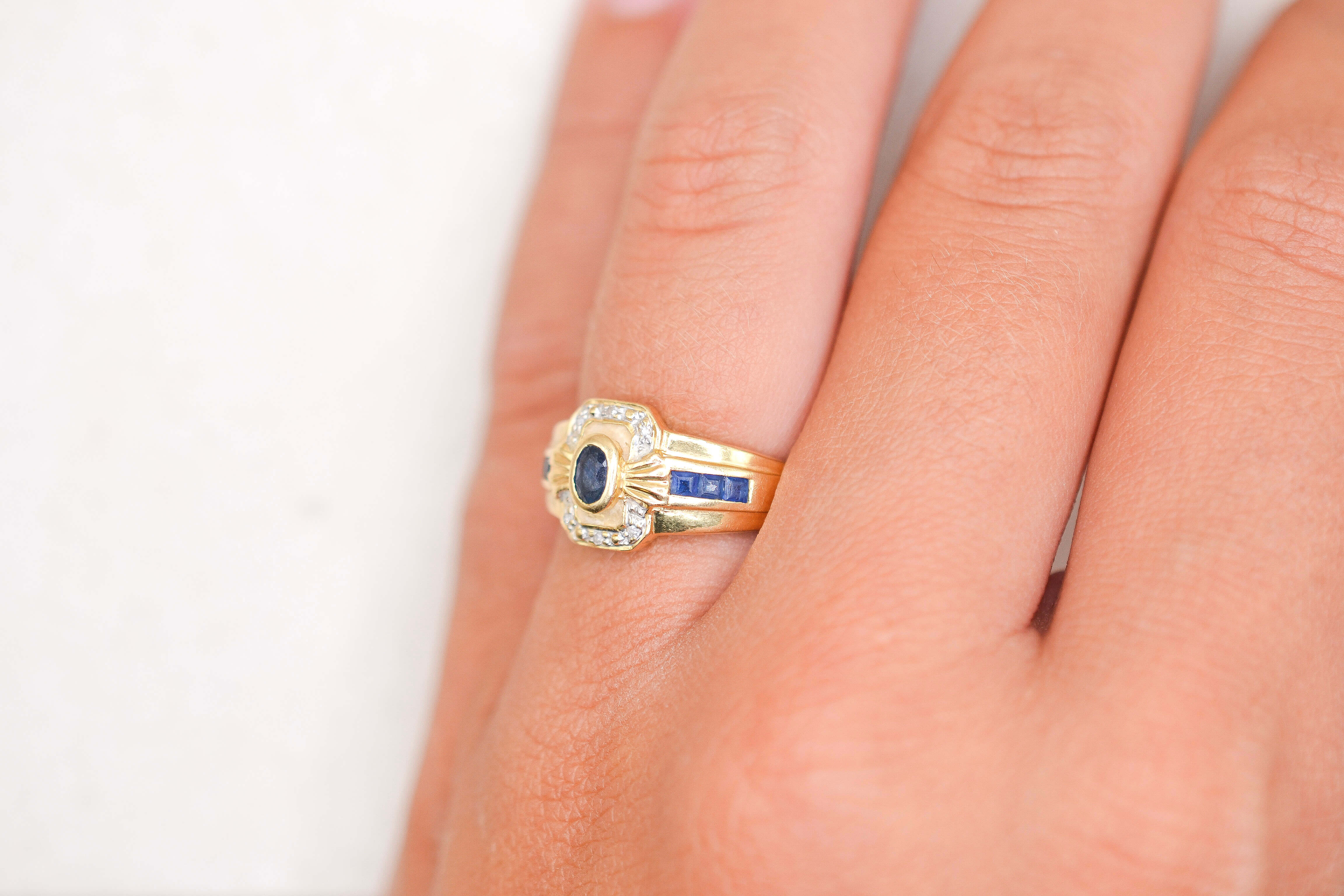 Bague bandeau Saphirs et Diamants