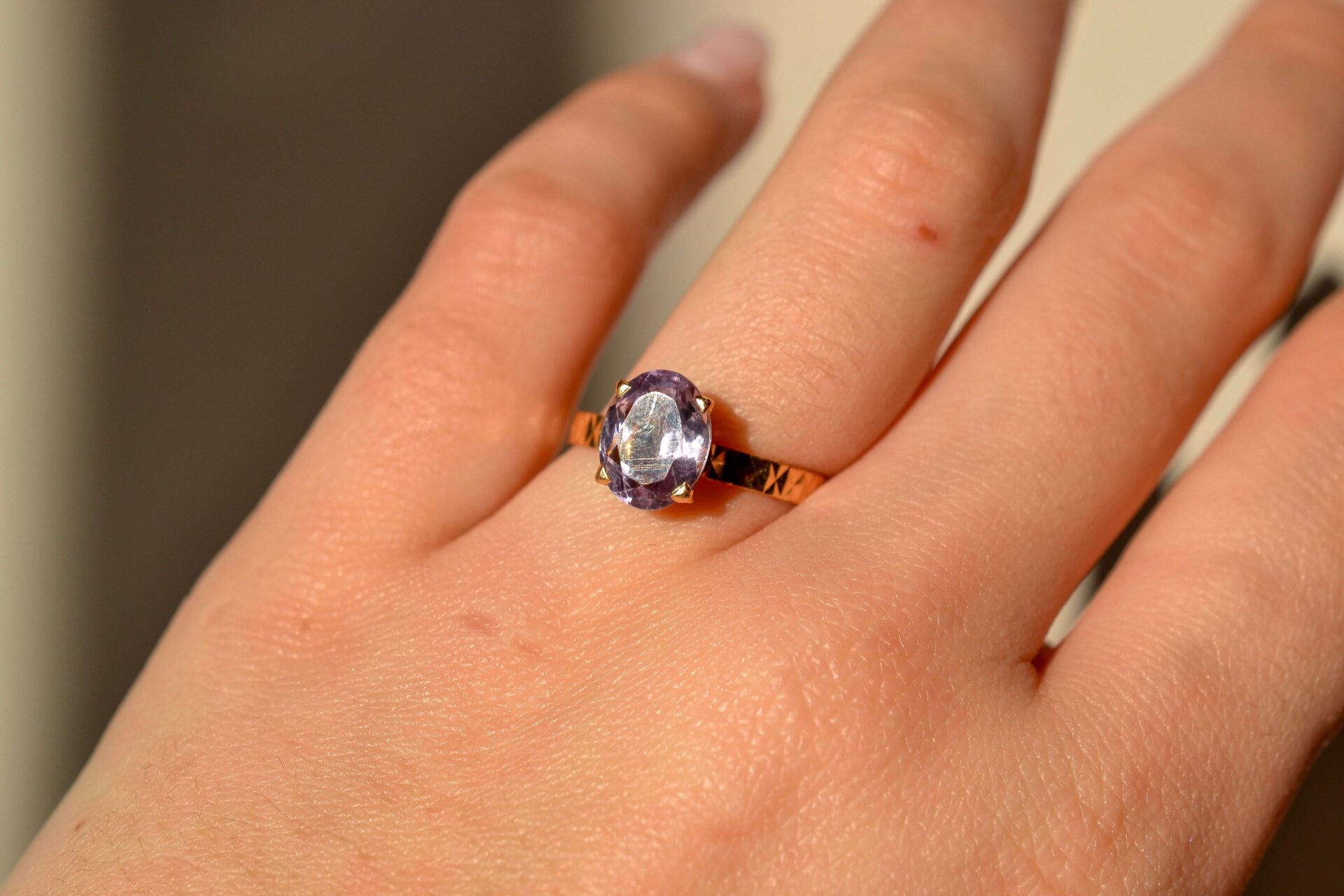 Bague solitaire Or jaune Améthyste