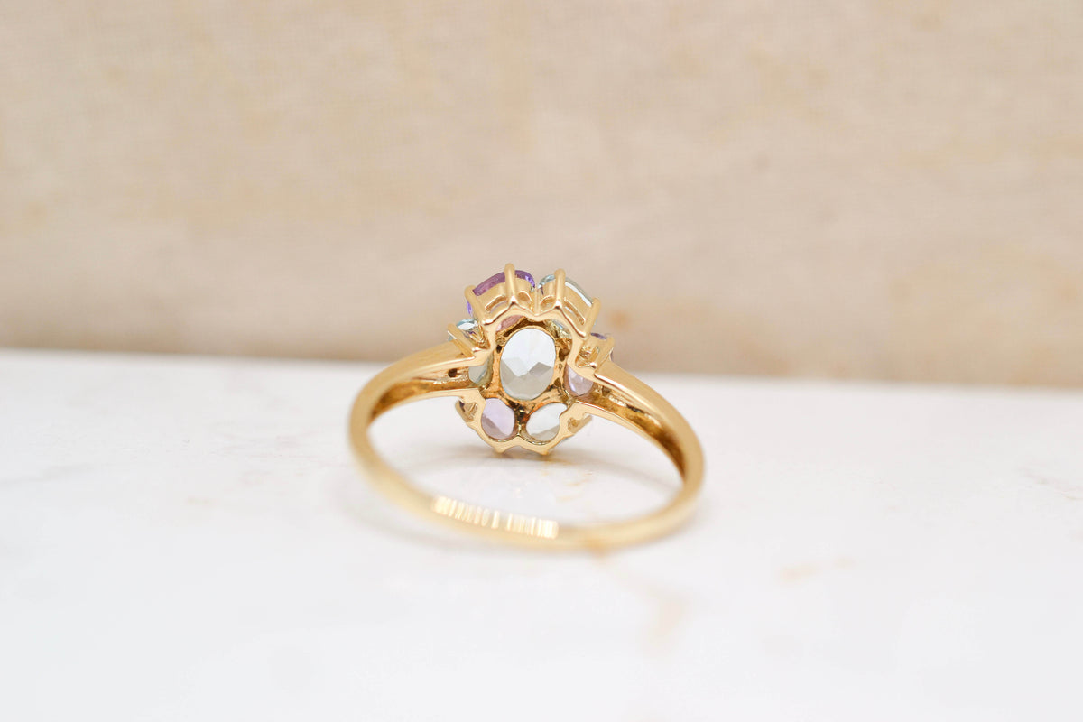 Bague Marguerite Topaze, Améthystes & Aigues-Marines