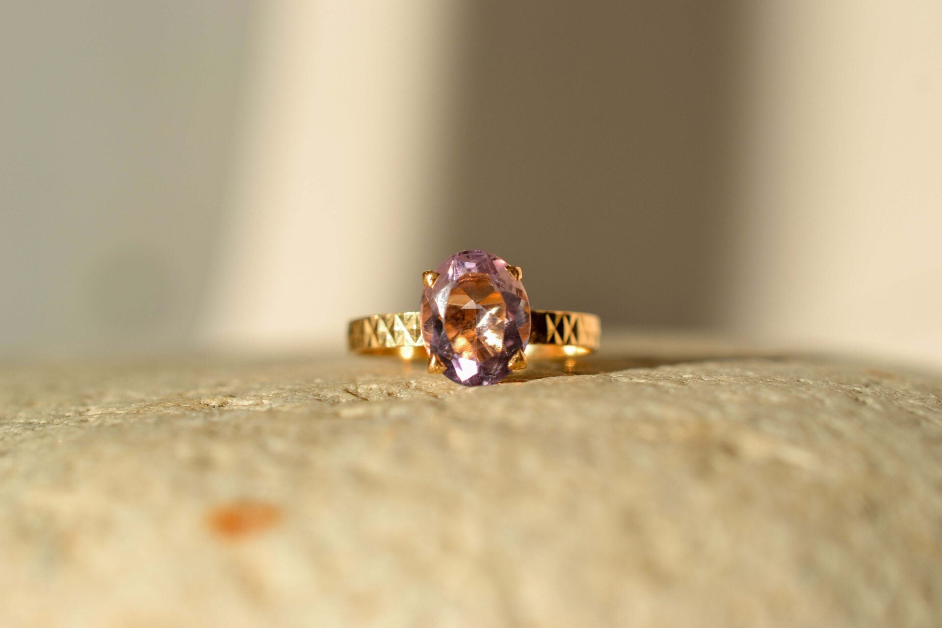 Bague solitaire Or jaune Améthyste