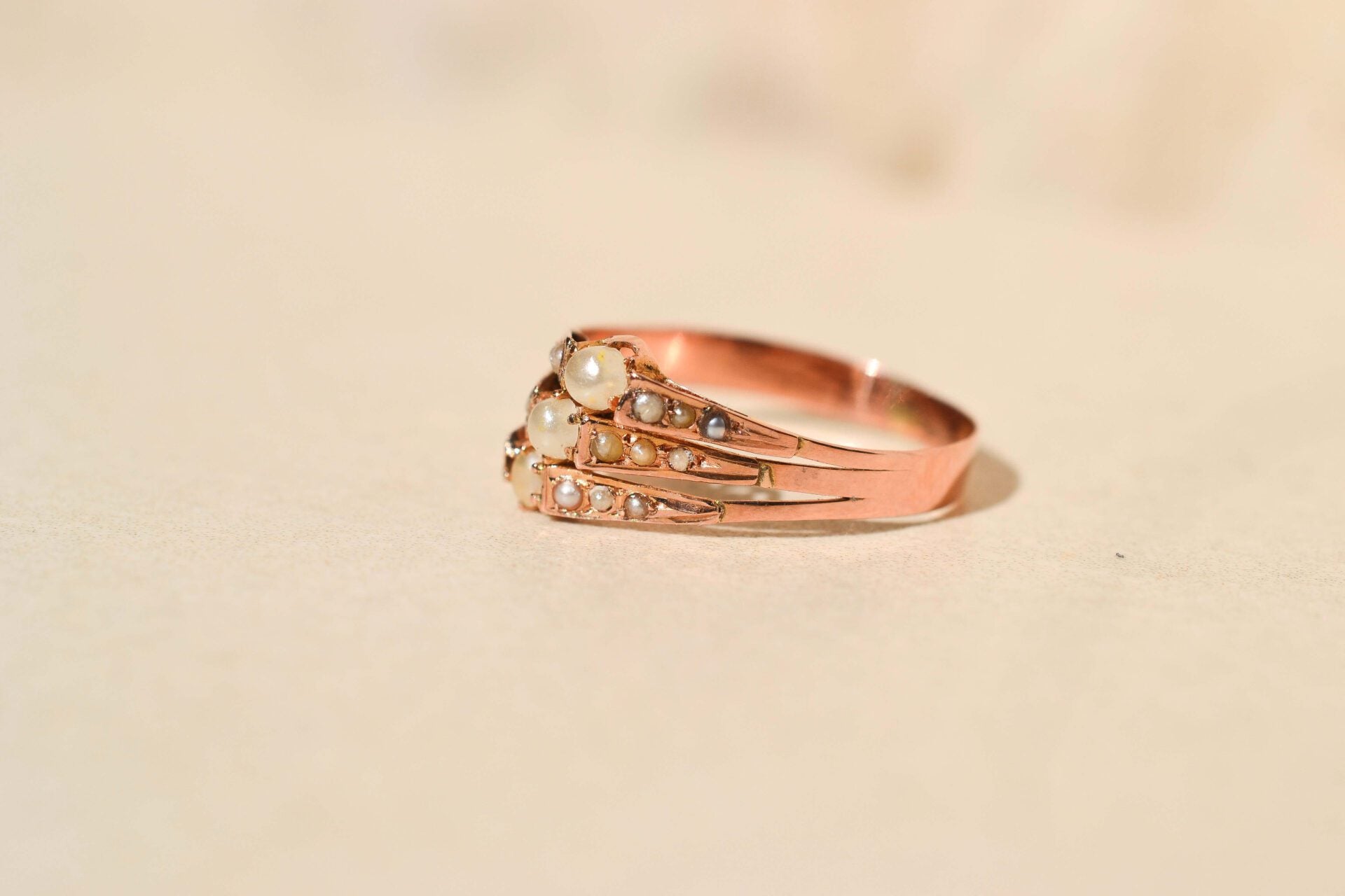 Bague Perles Or rose