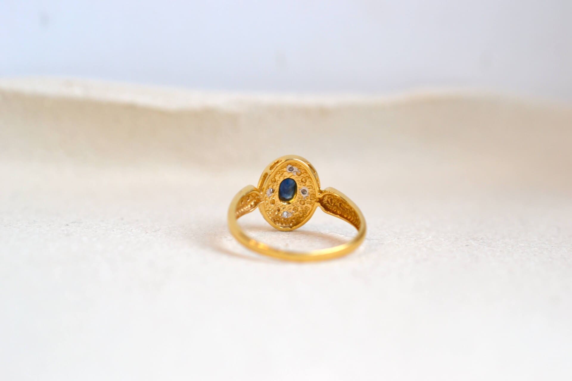 Bague Marguerite ovale Saphir et Diamants