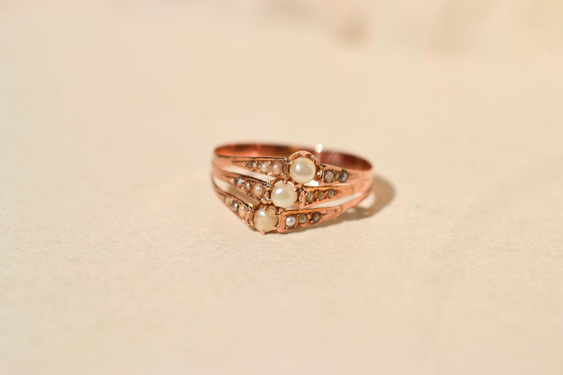 Bague Perles Or rose