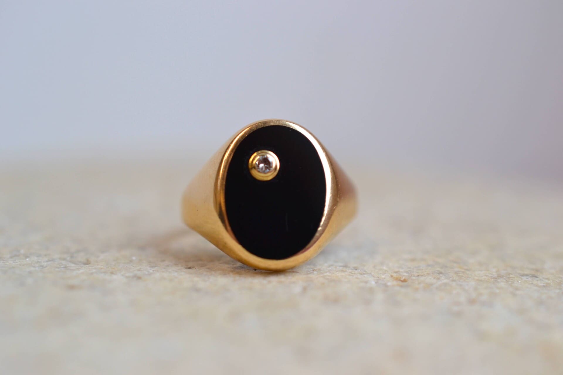 Bague plaque Onyx et Diamant