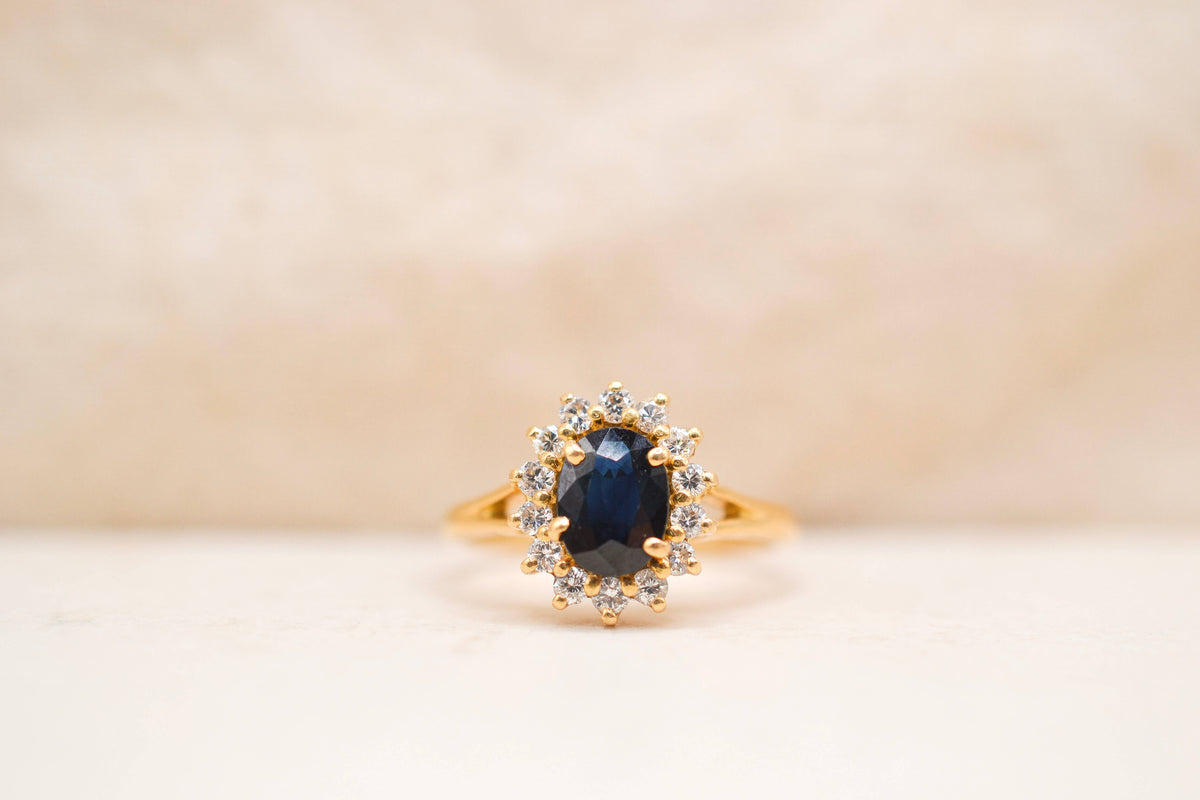 Bague pompadour Saphir Diamants