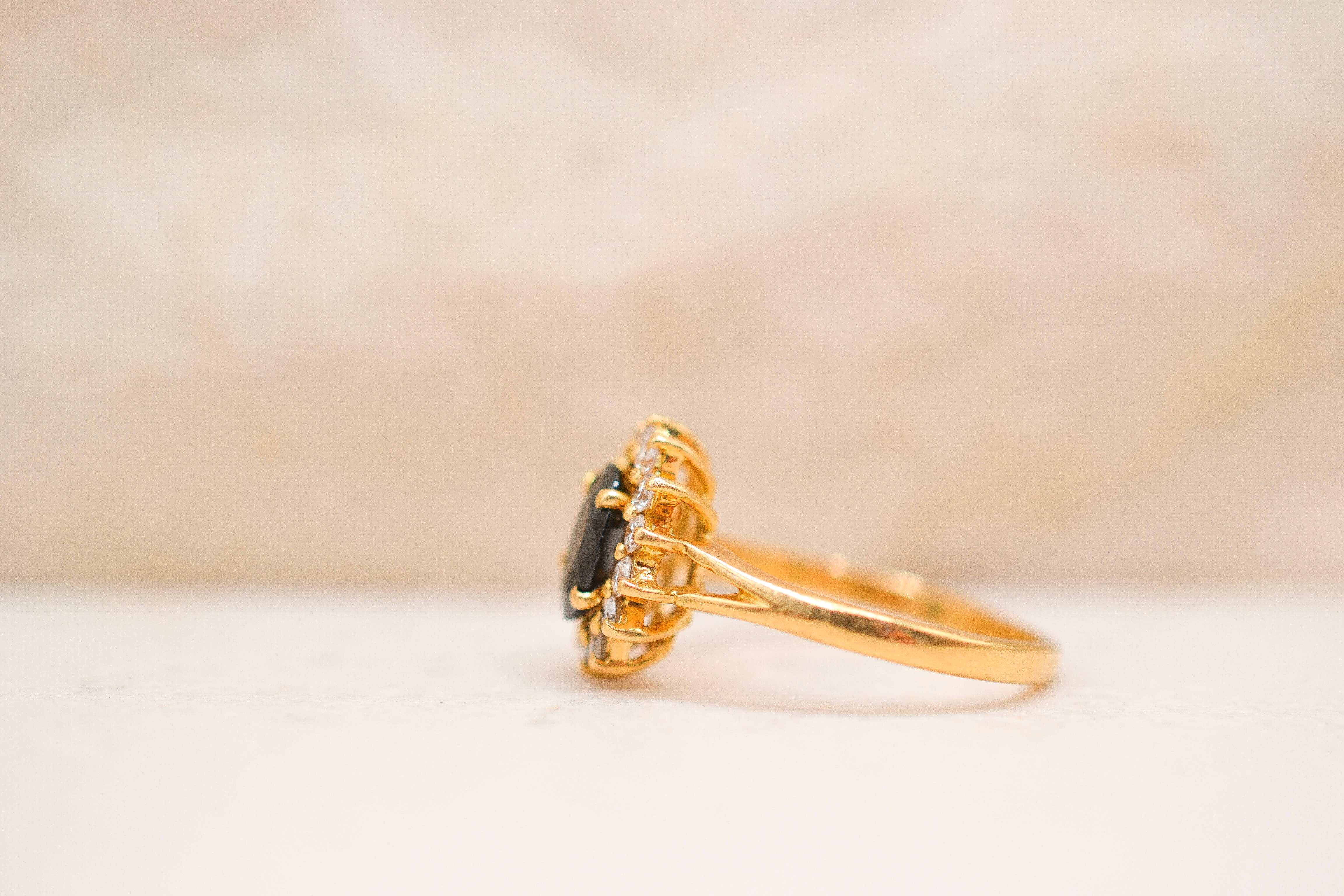 Bague pompadour Saphir Diamants