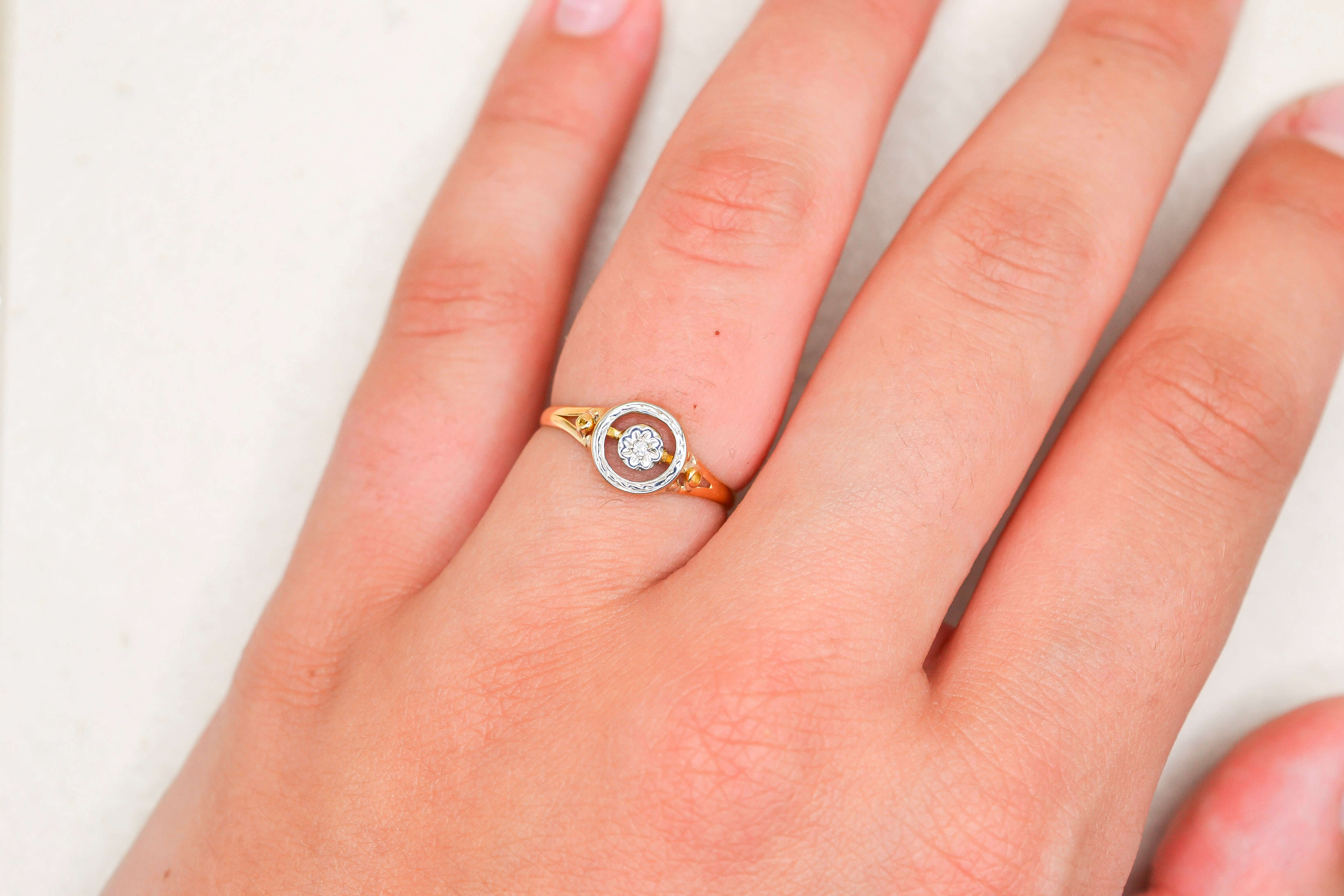 Bague ronde géométrique 2 Ors