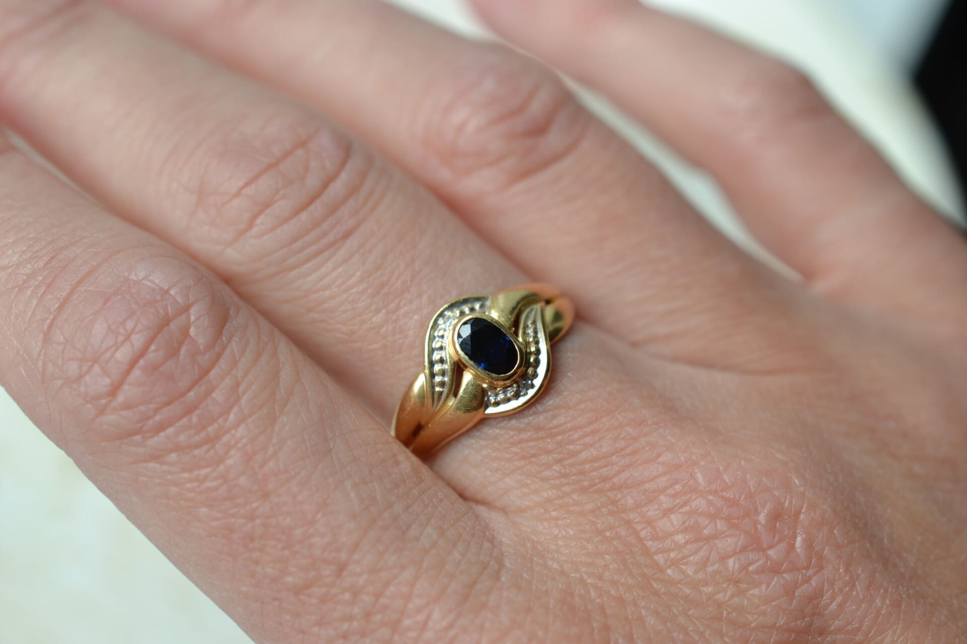 Bague croisée Saphir et Diamants