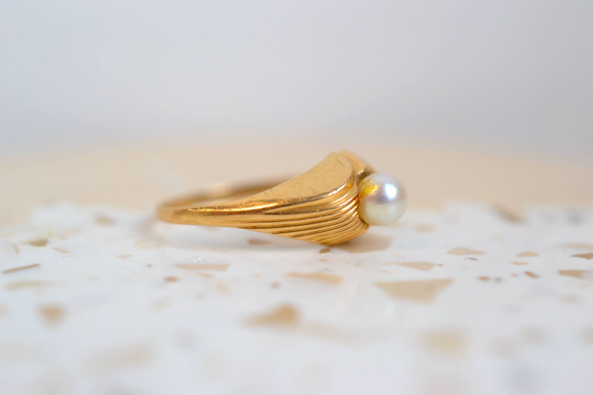 Bague striée Perle