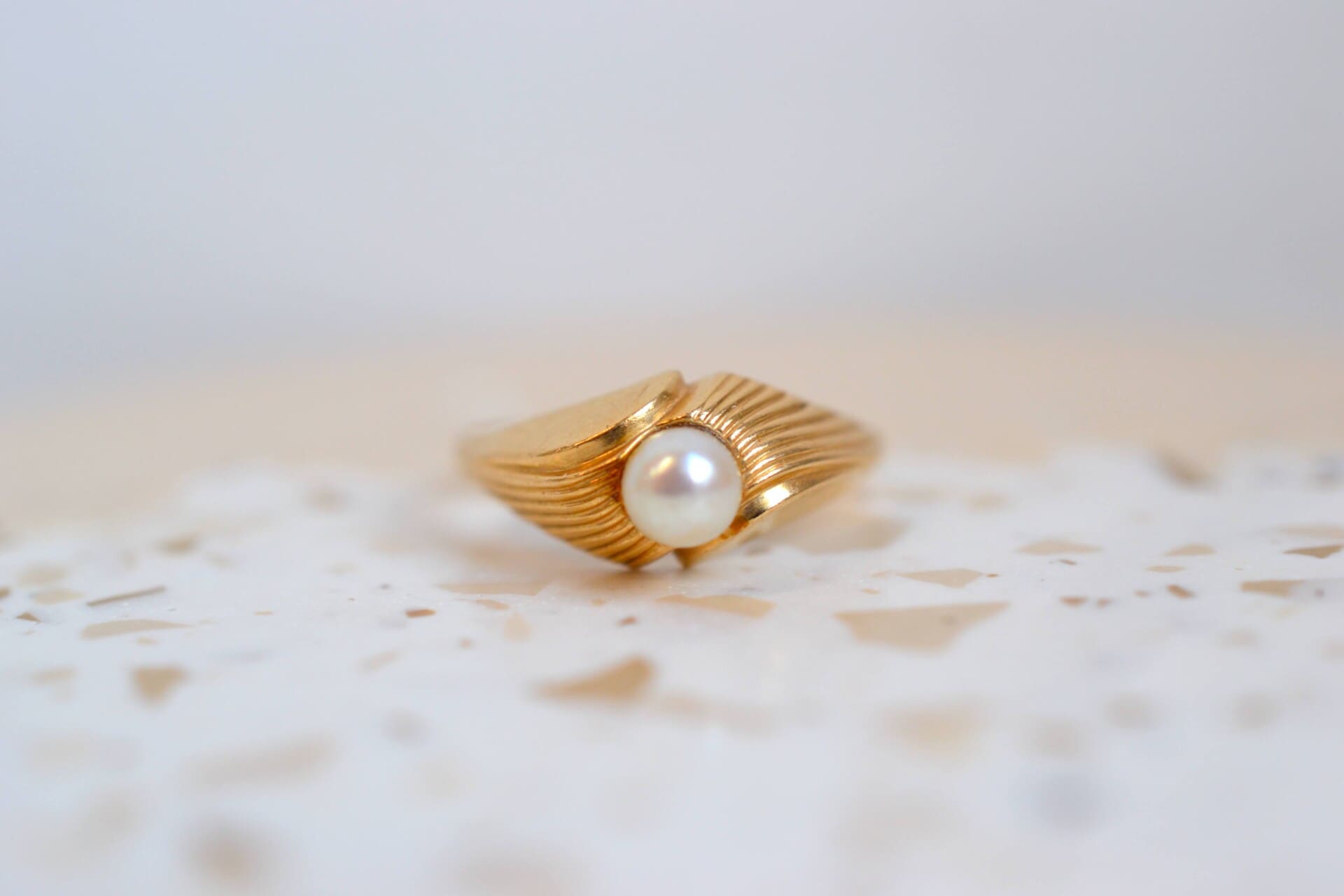 Bague striée Perle