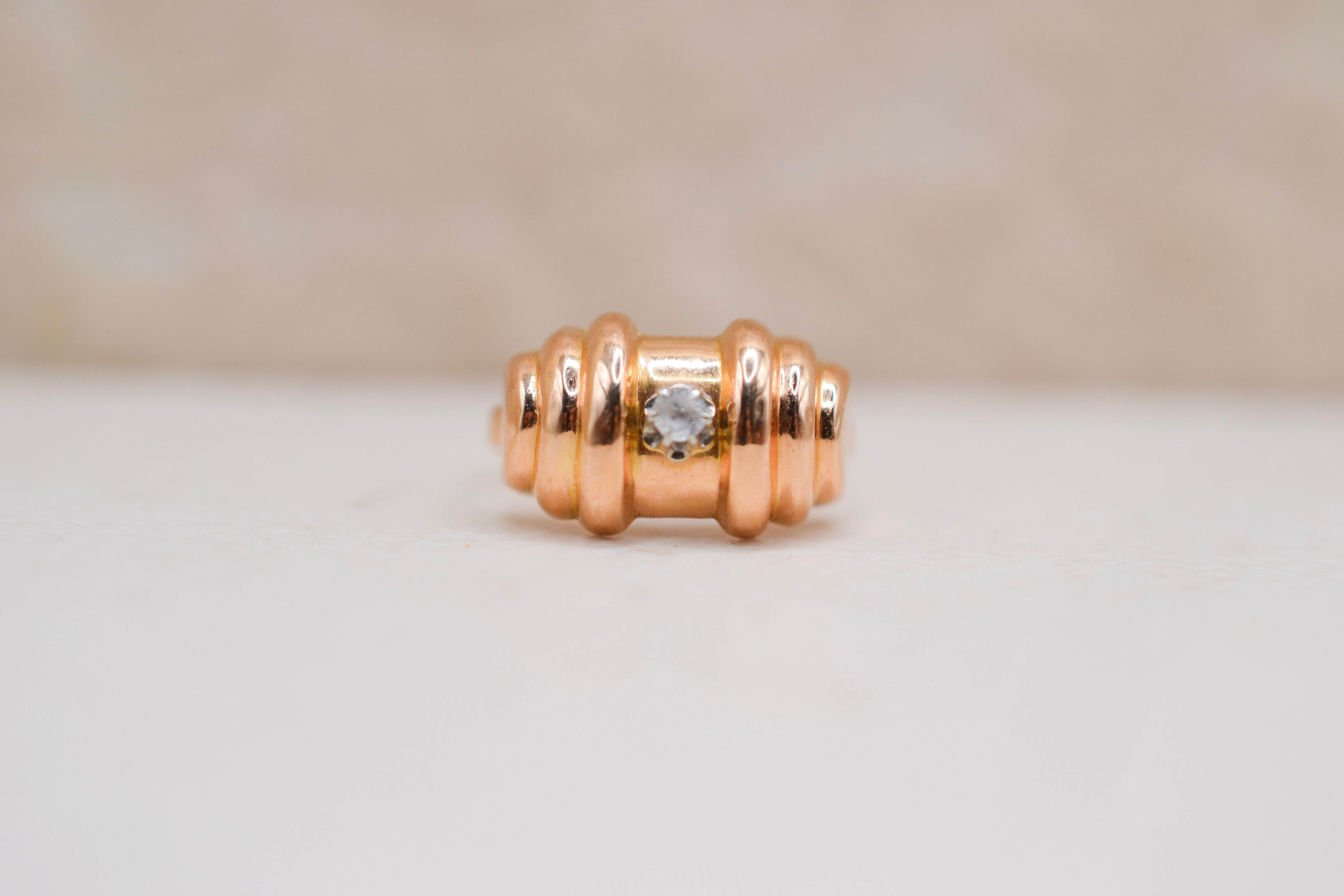 Bague Tank godronnée Oxyde