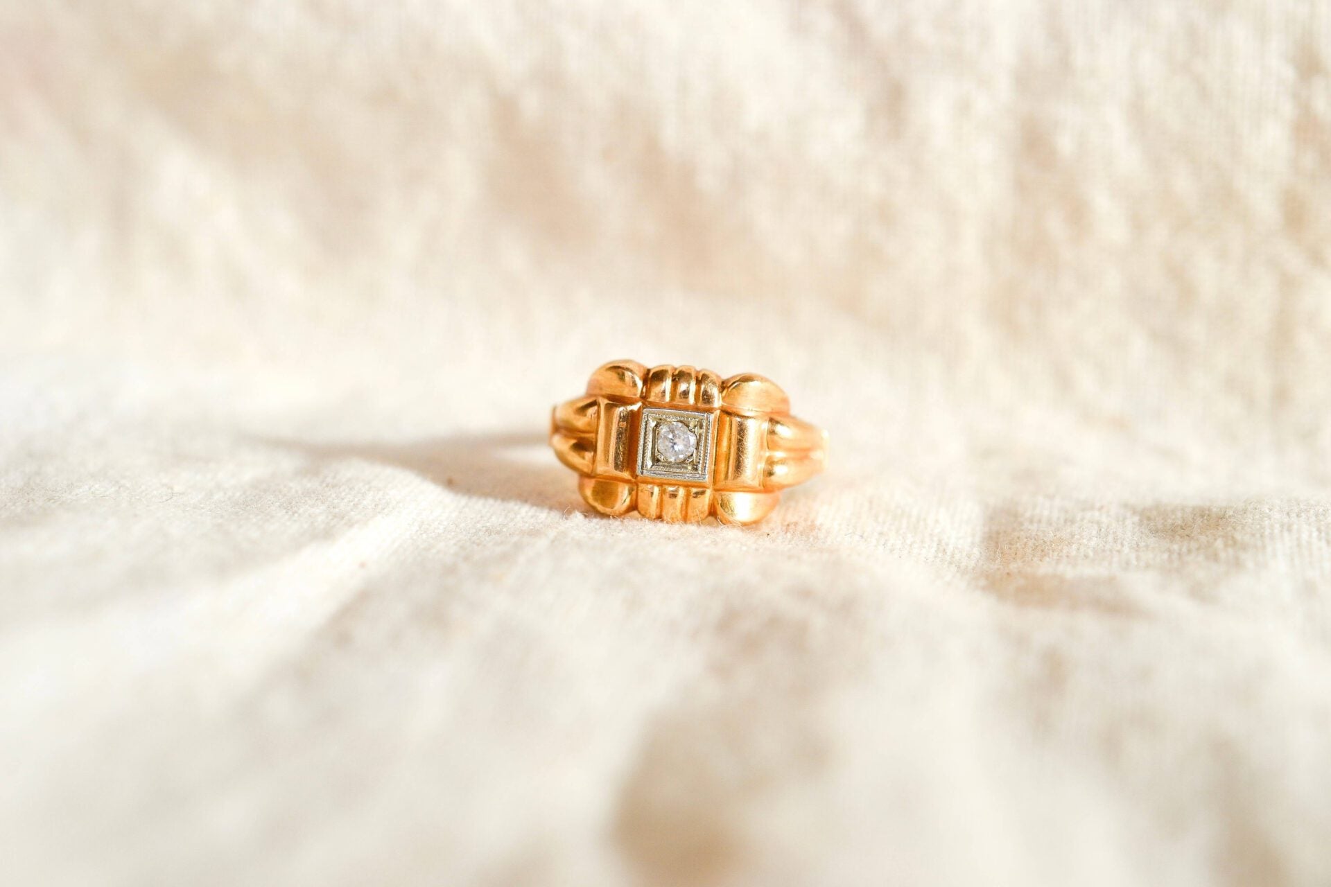 Bague Tank Oxyde et Or jaune