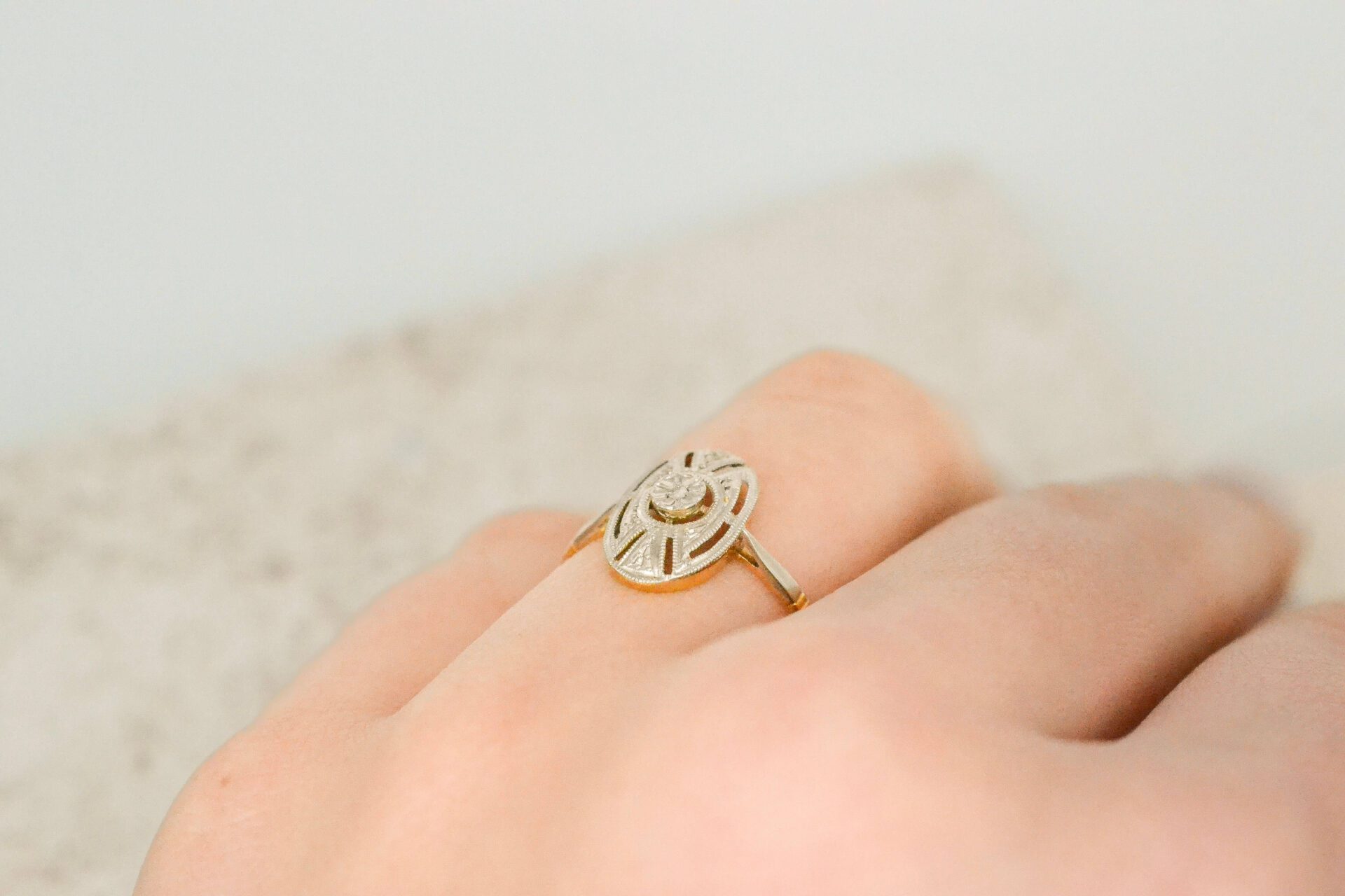 Bague Art Déco ovale Diamant