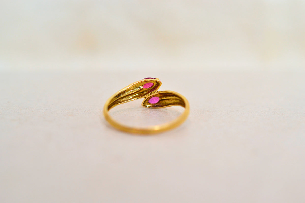 Bague Toi & Moi Rubis navette