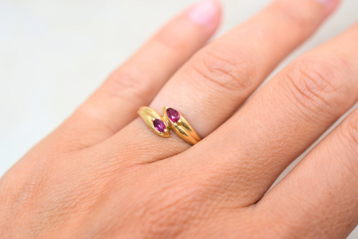 Bague Toi & Moi Rubis navette
