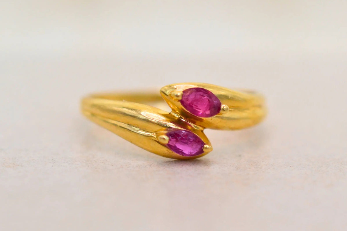 Bague Toi & Moi Rubis navette