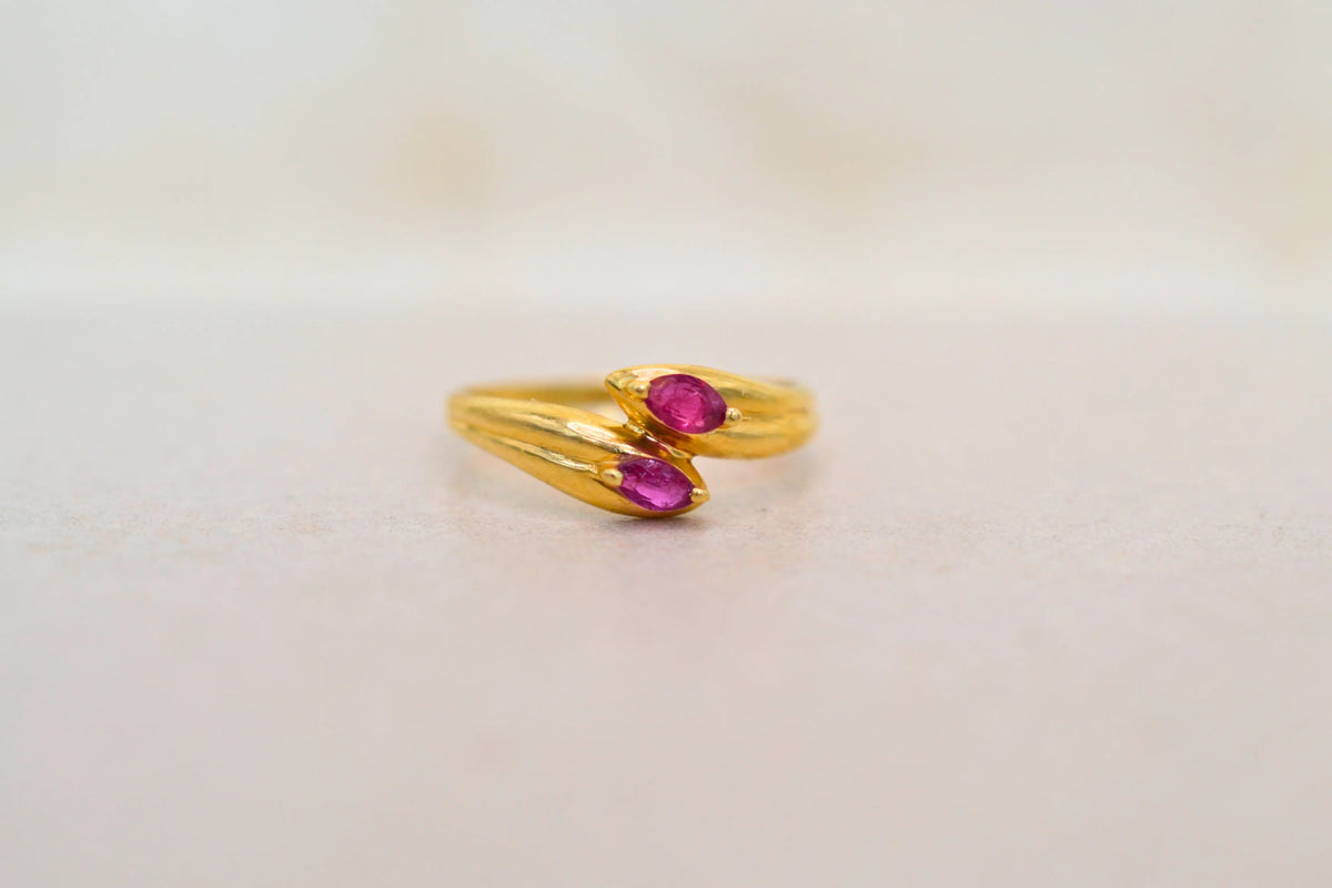 Bague Toi & Moi Rubis navette