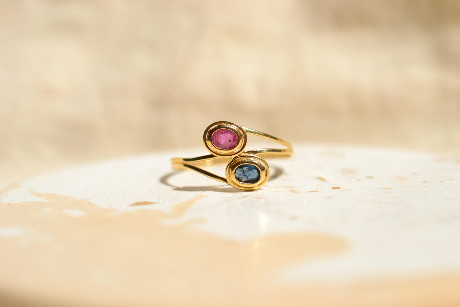 Bague Toi et Moi Rubis Saphir