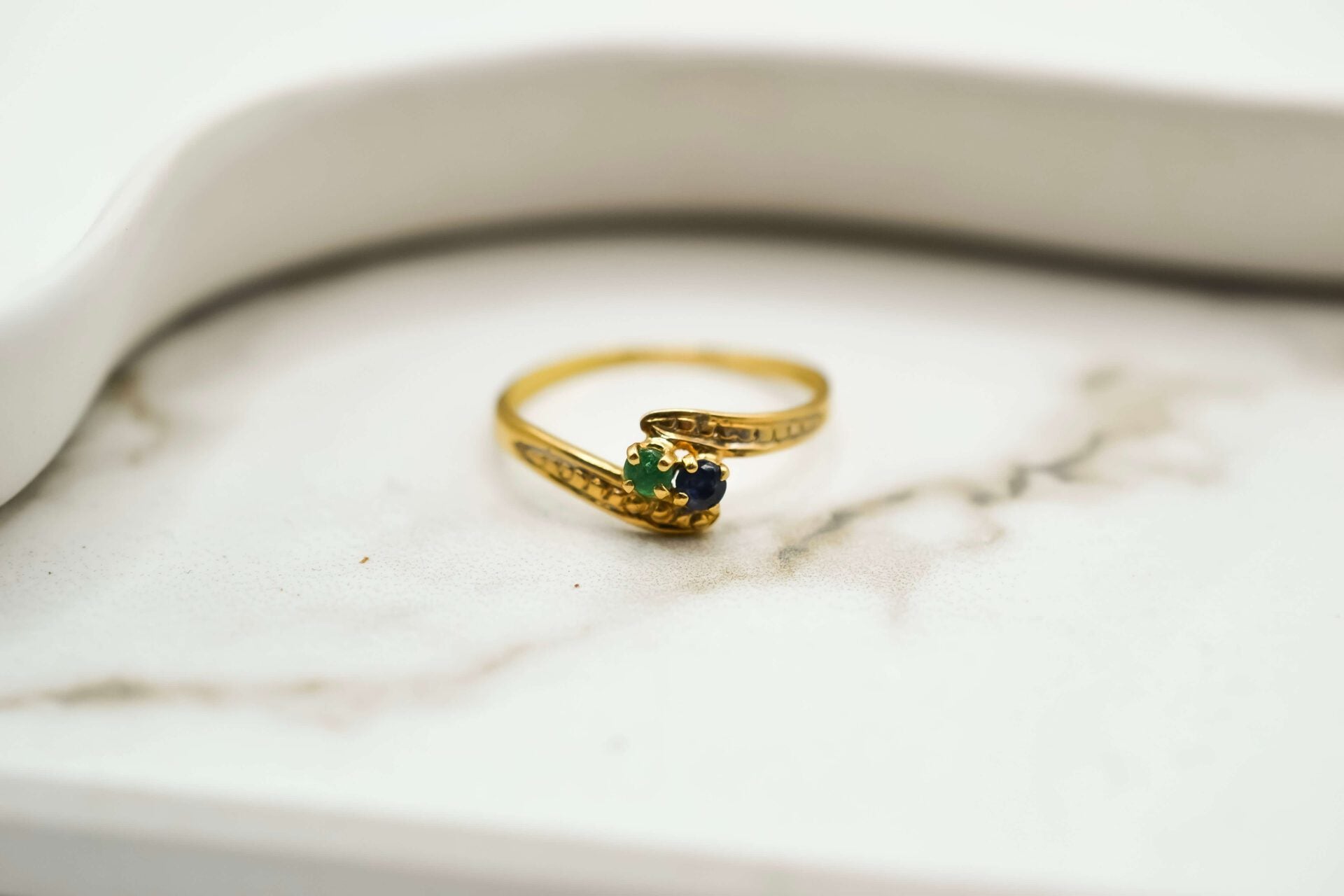 Bague Toi et Moi Saphir Emeraude