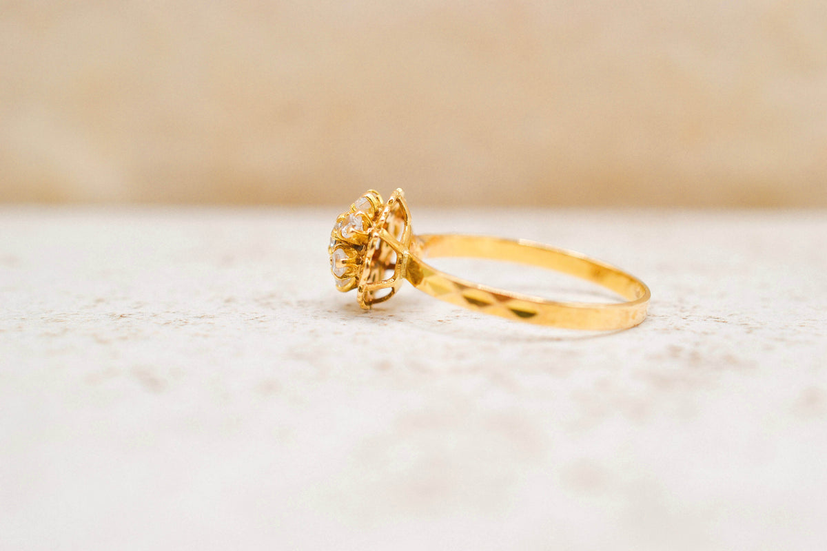 Bague flocon Oxydes Or jaune