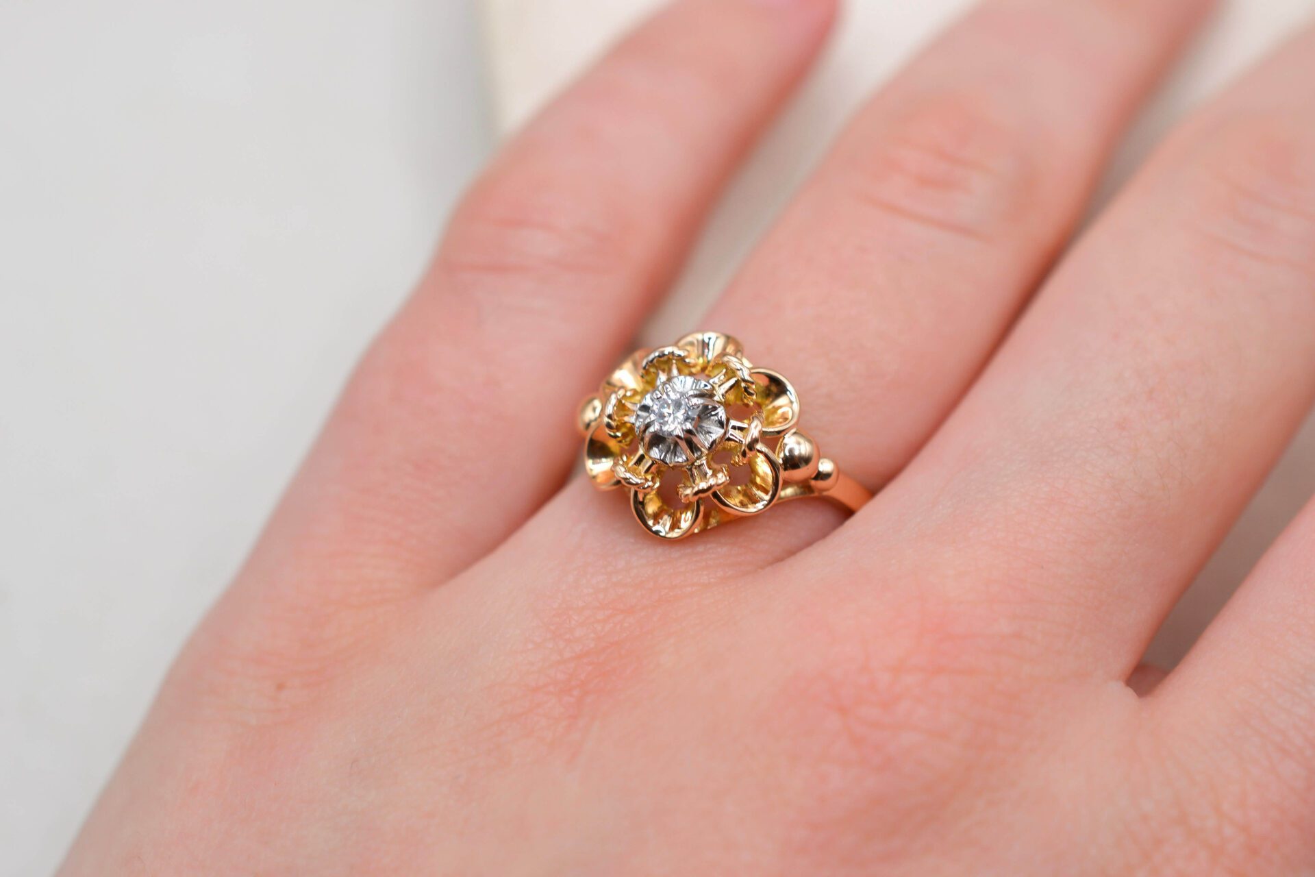 Bague volutes 2 Ors Diamant