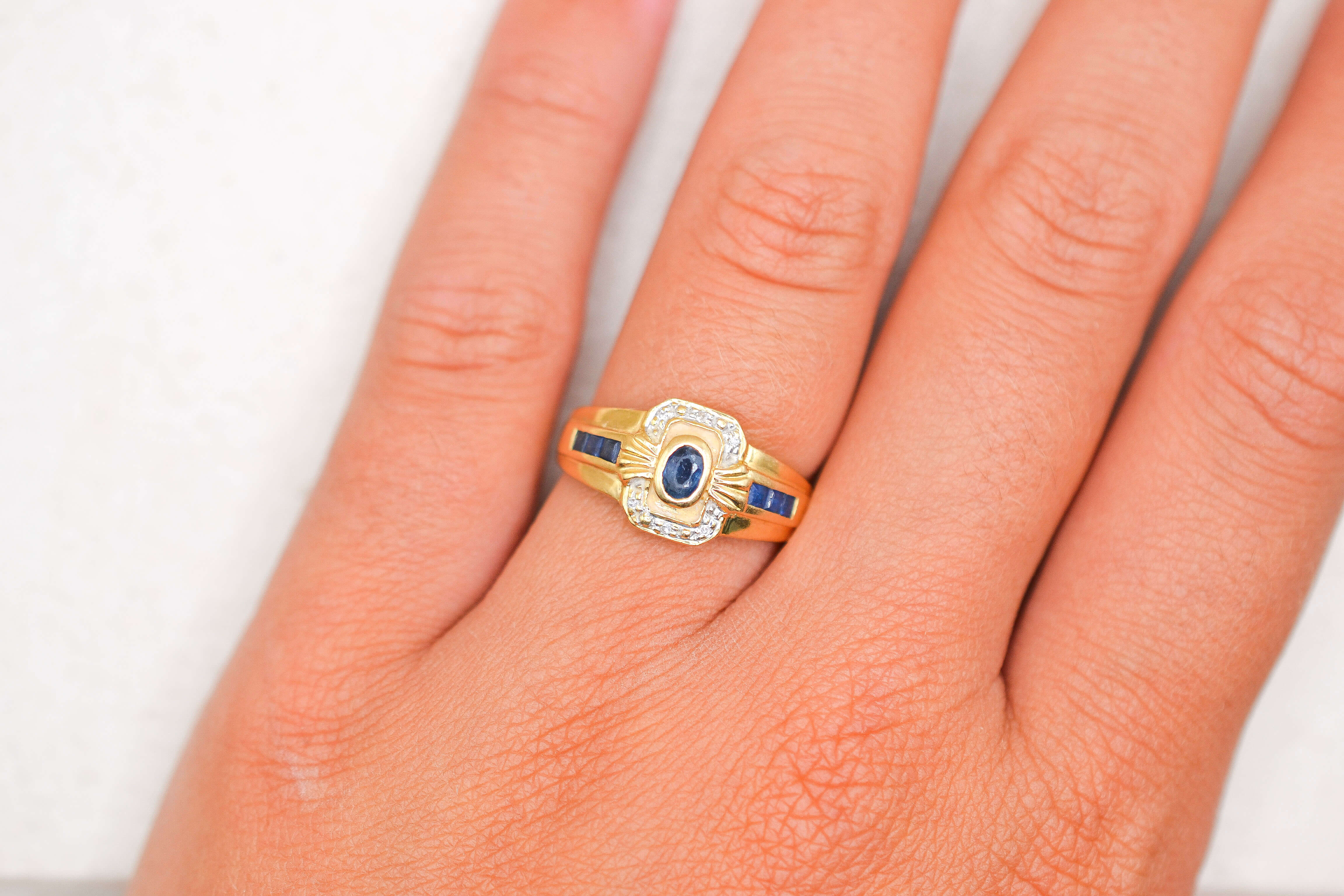 Bague bandeau Saphirs et Diamants