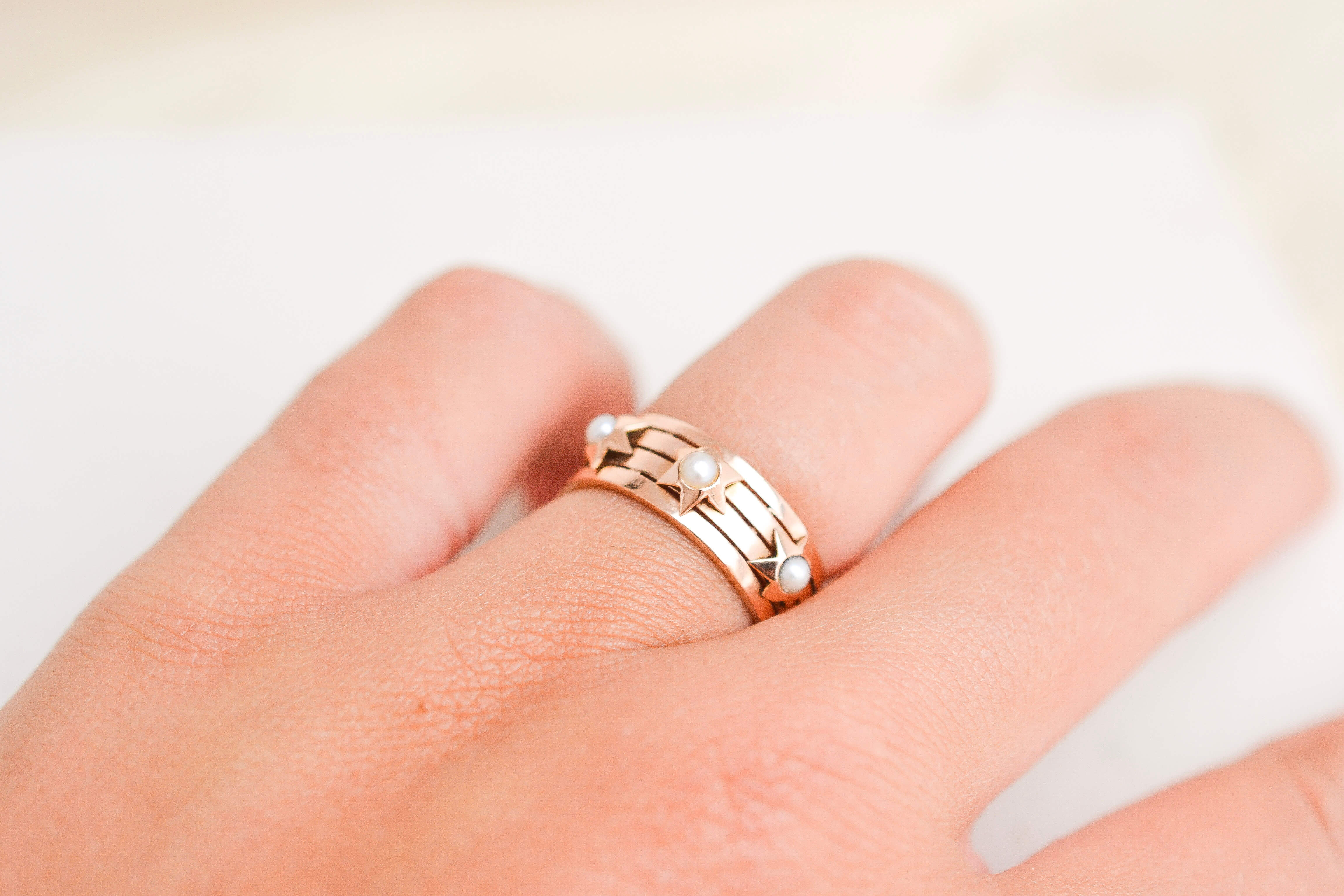 Bague bandeau Perles étoilées