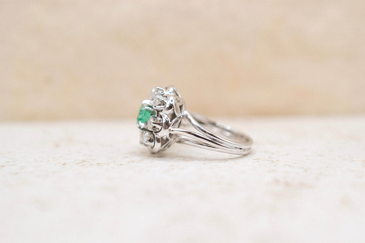 Bague flocon Diamants Emeraude