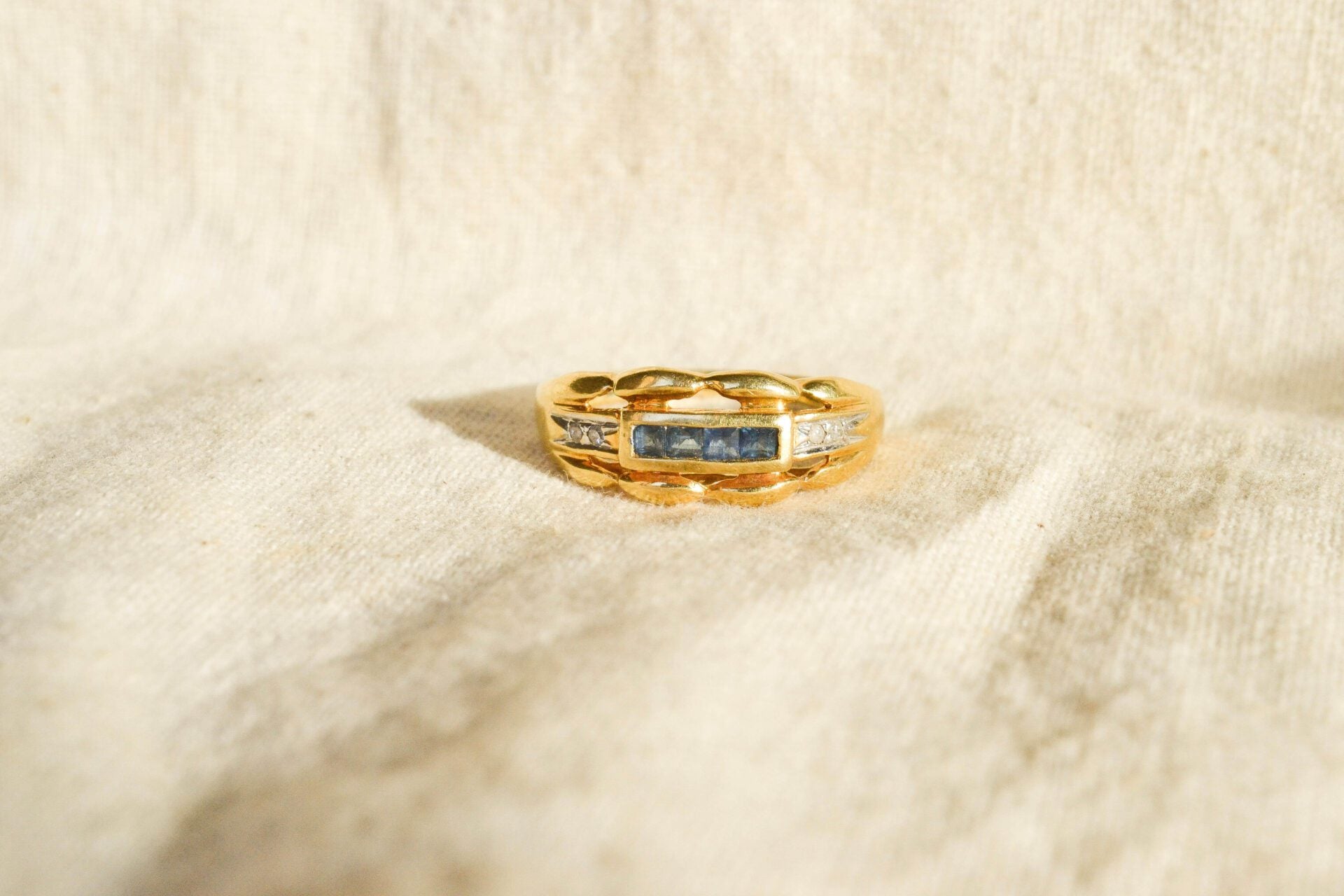 Bague année 50 Saphir et Diamants