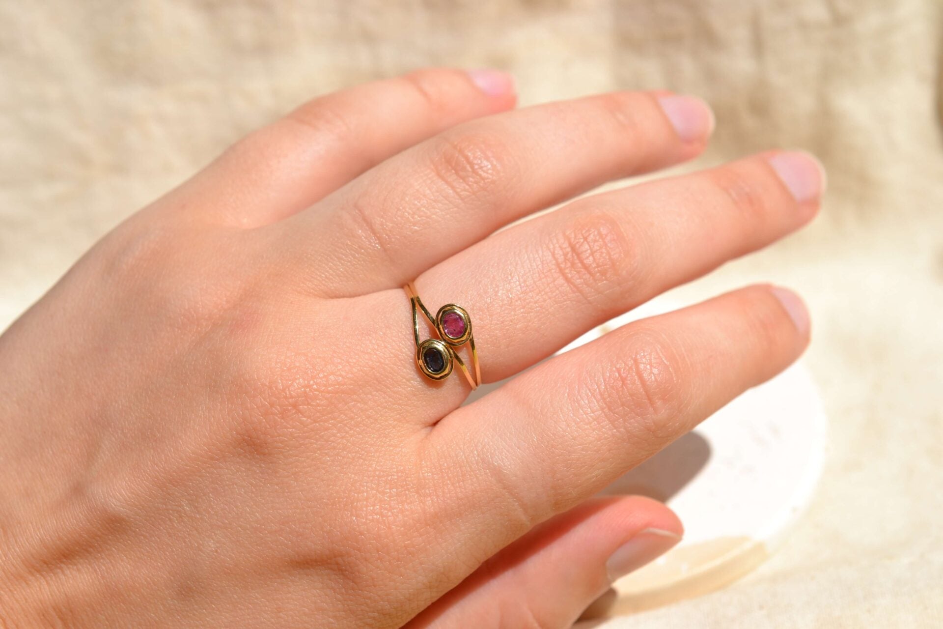 Bague Toi et Moi Rubis Saphir