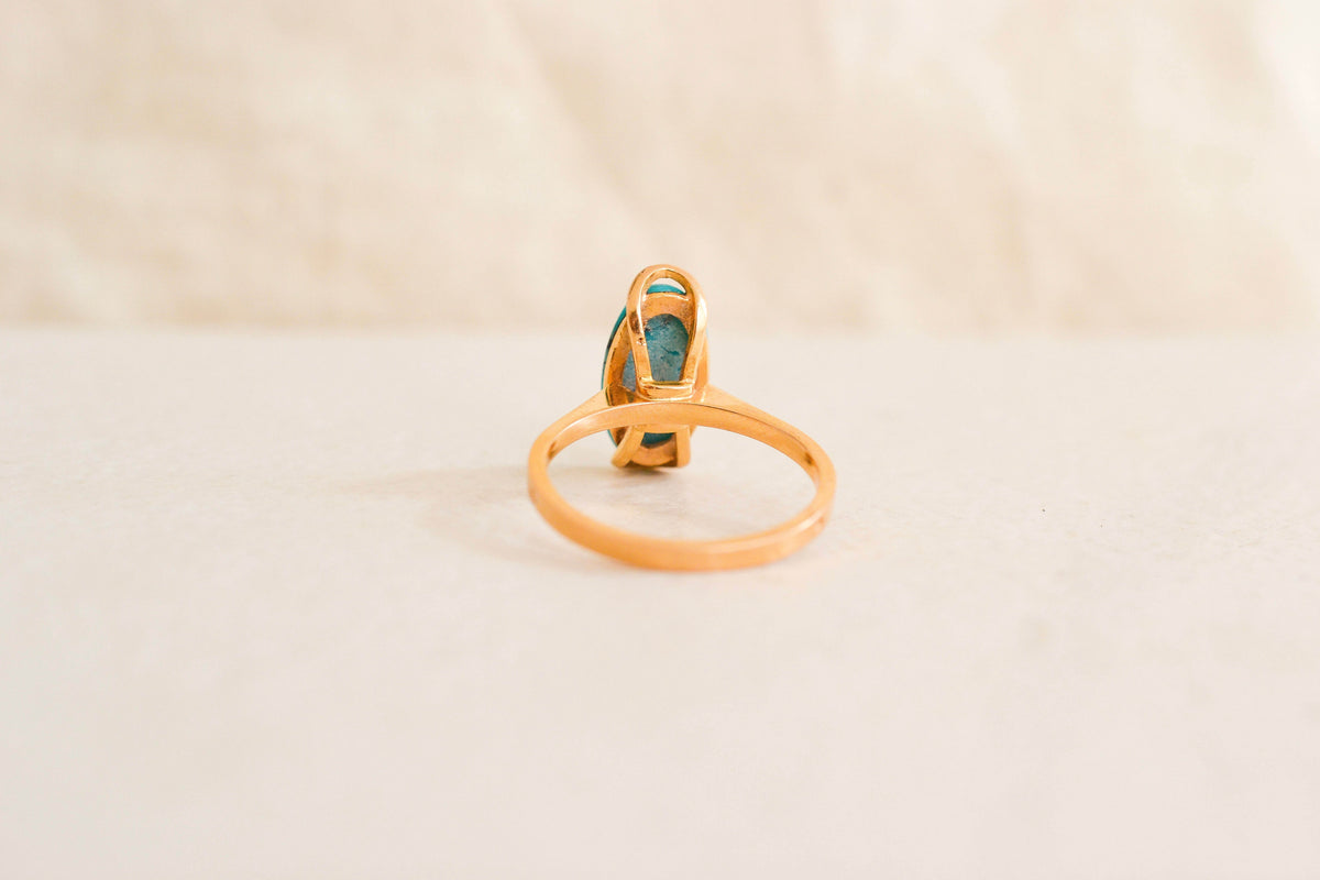 Bague navette cabochon turquoise