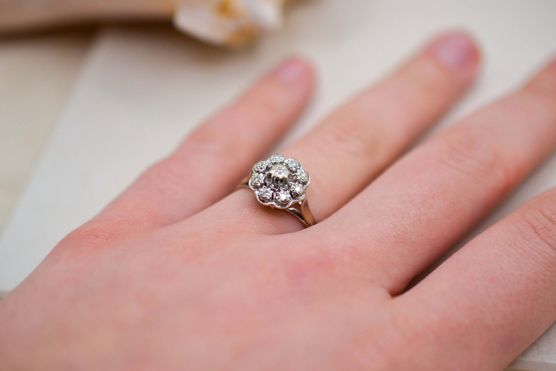 Bague Marguerite Diamants Or blanc