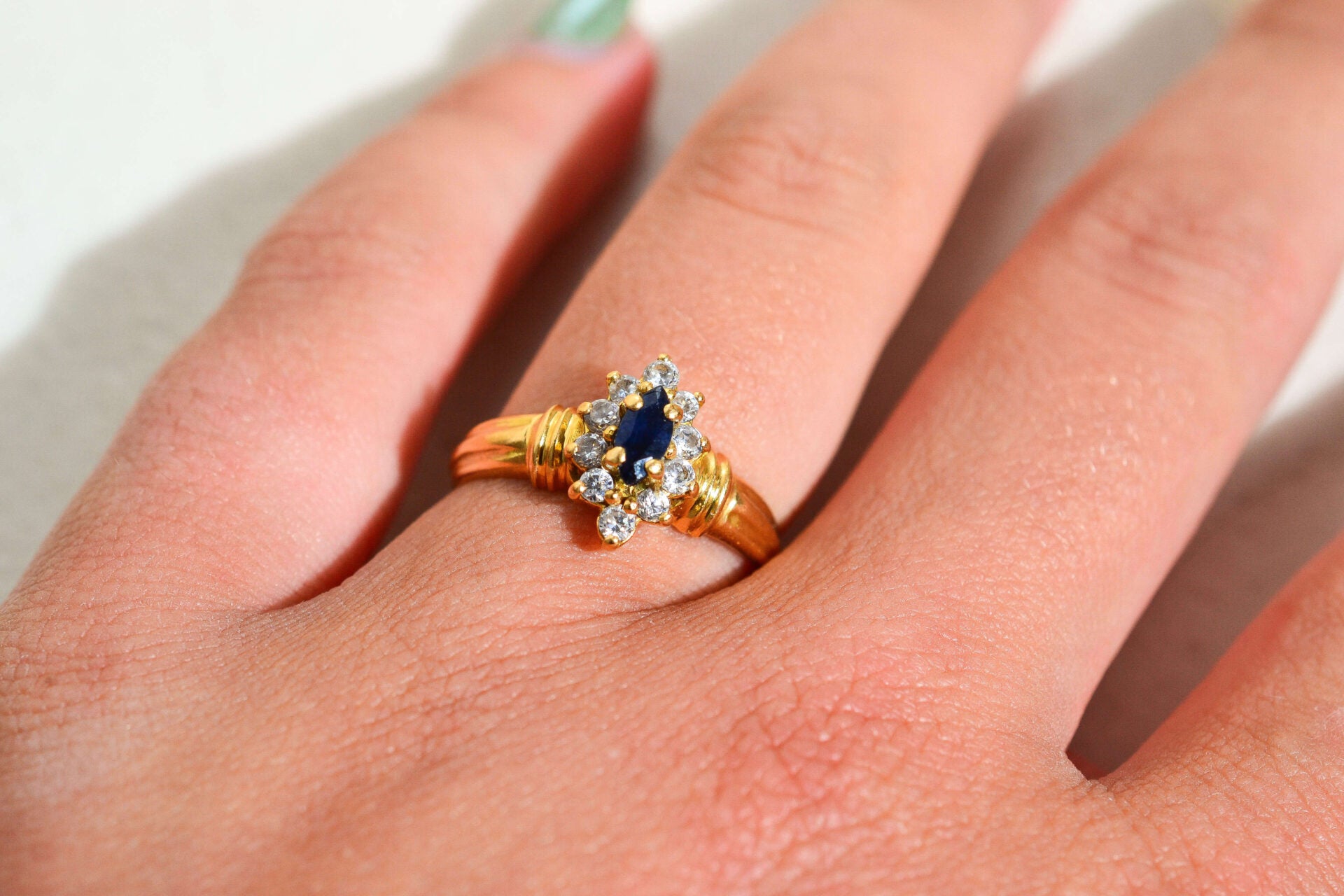 Bague Marguerite Saphir Oxydes