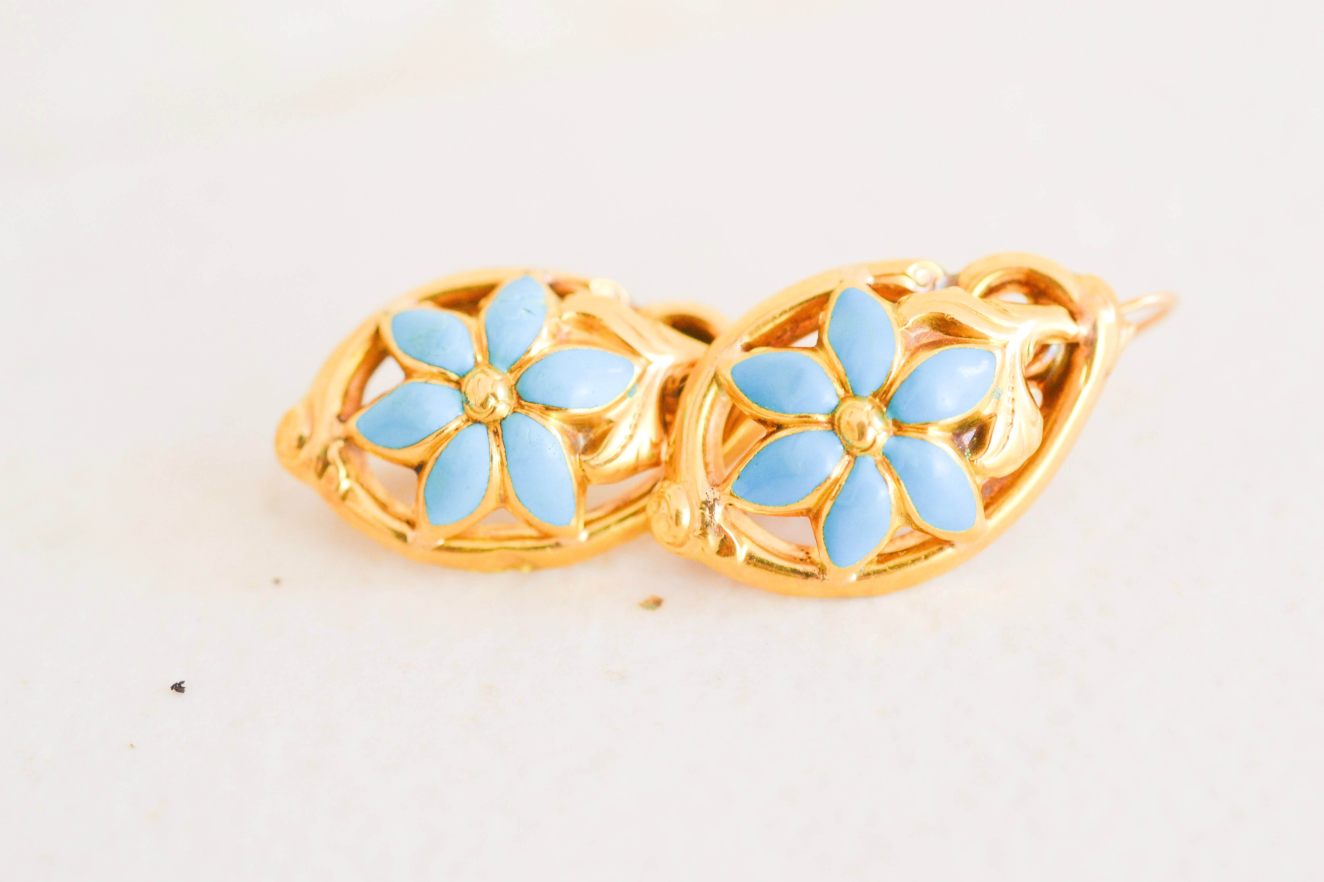 Boucles d'oreilles émail turquoise