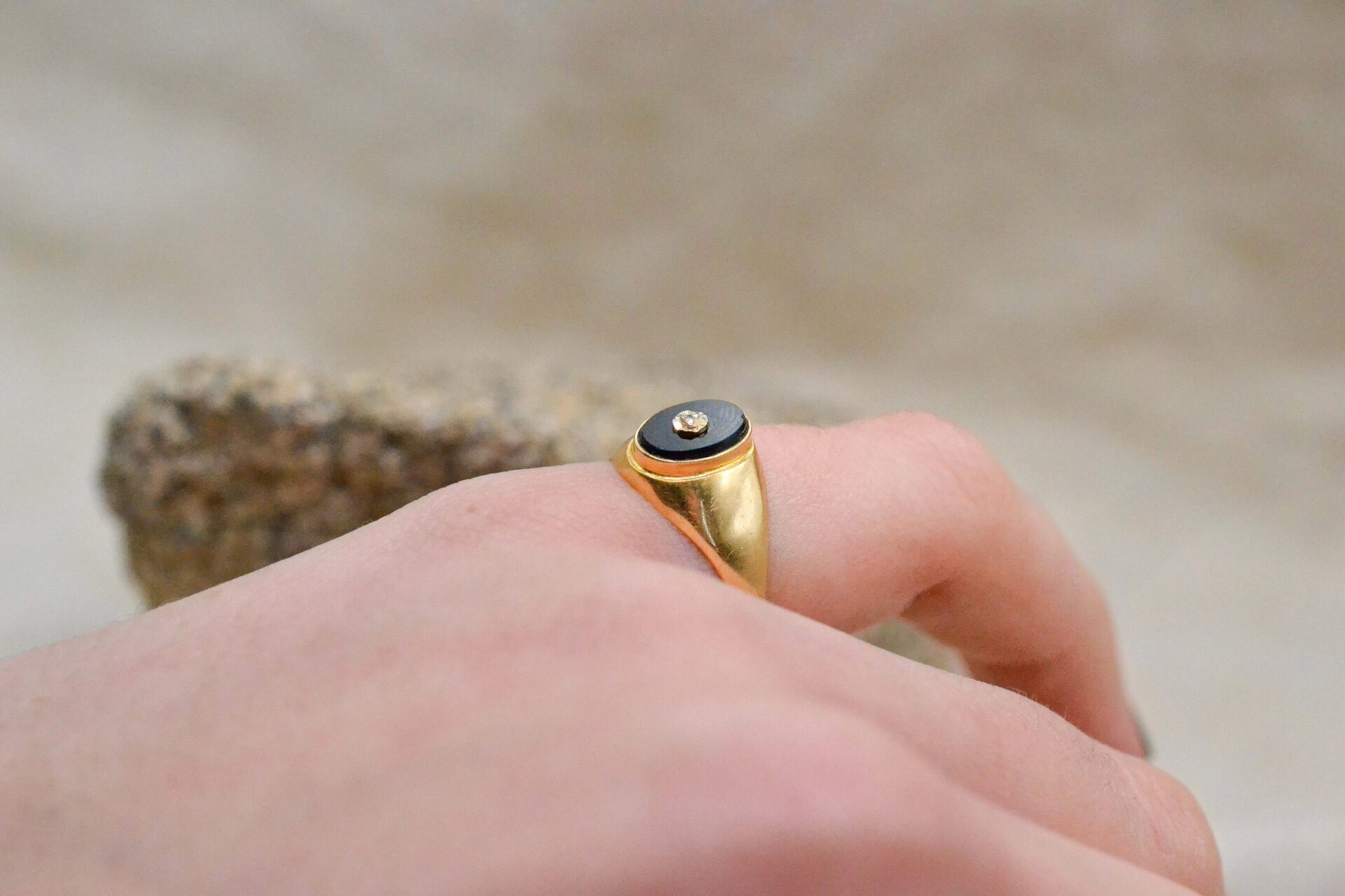 Bague Jonc Onyx Diamant