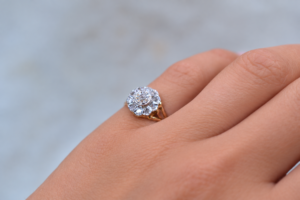 Bague rosace diamants Or Rose