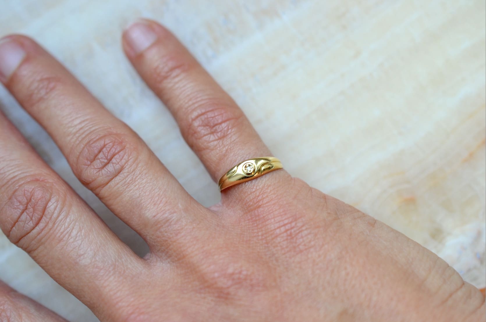 Bague Jonc Diamant rainurée