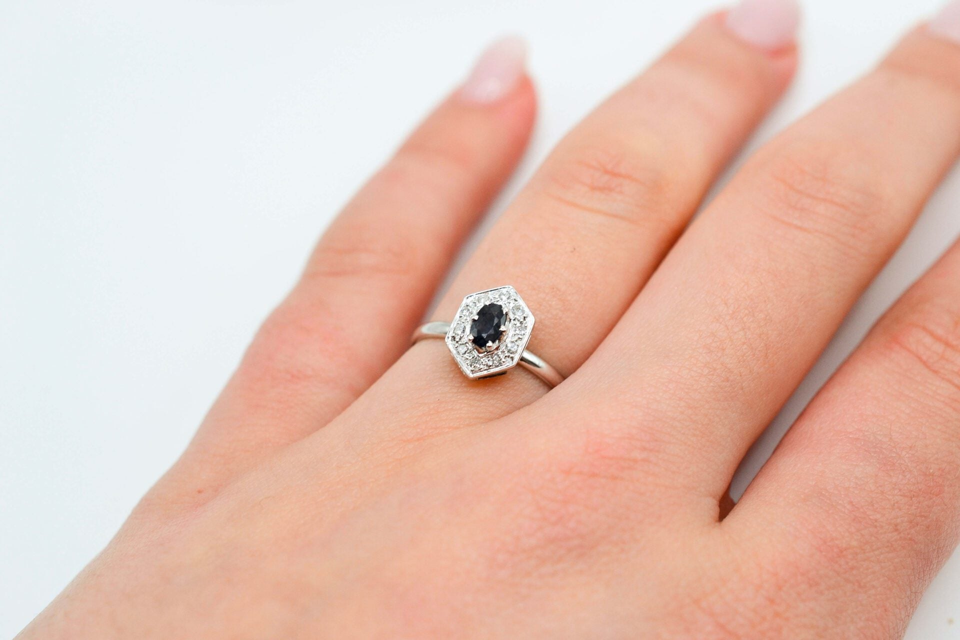 Bague Art Déco Saphir Diamants